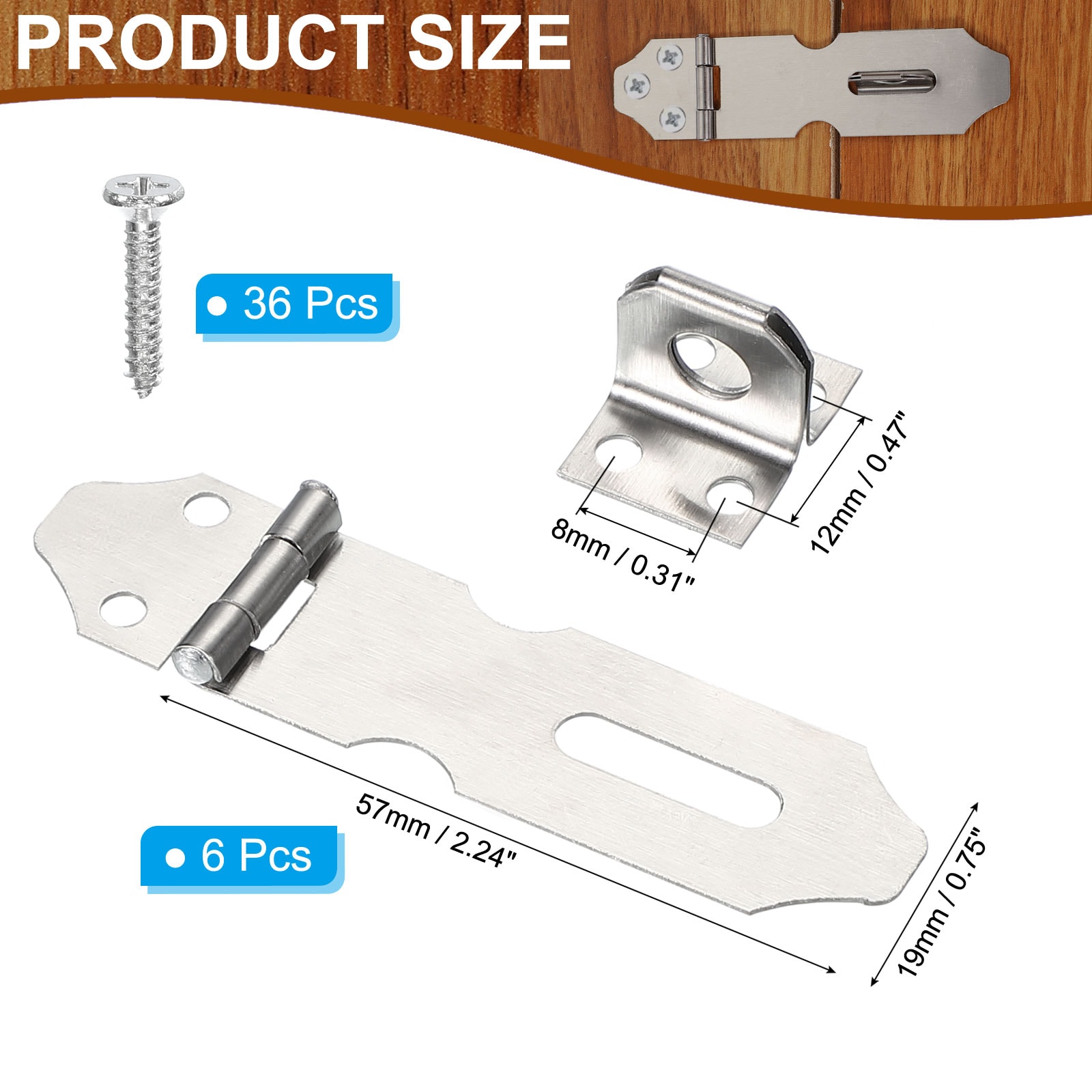 PATIKIL Door Lock Hasp Latch 2.2inch 6pcs Stainless Steel Safety Hasp ...
