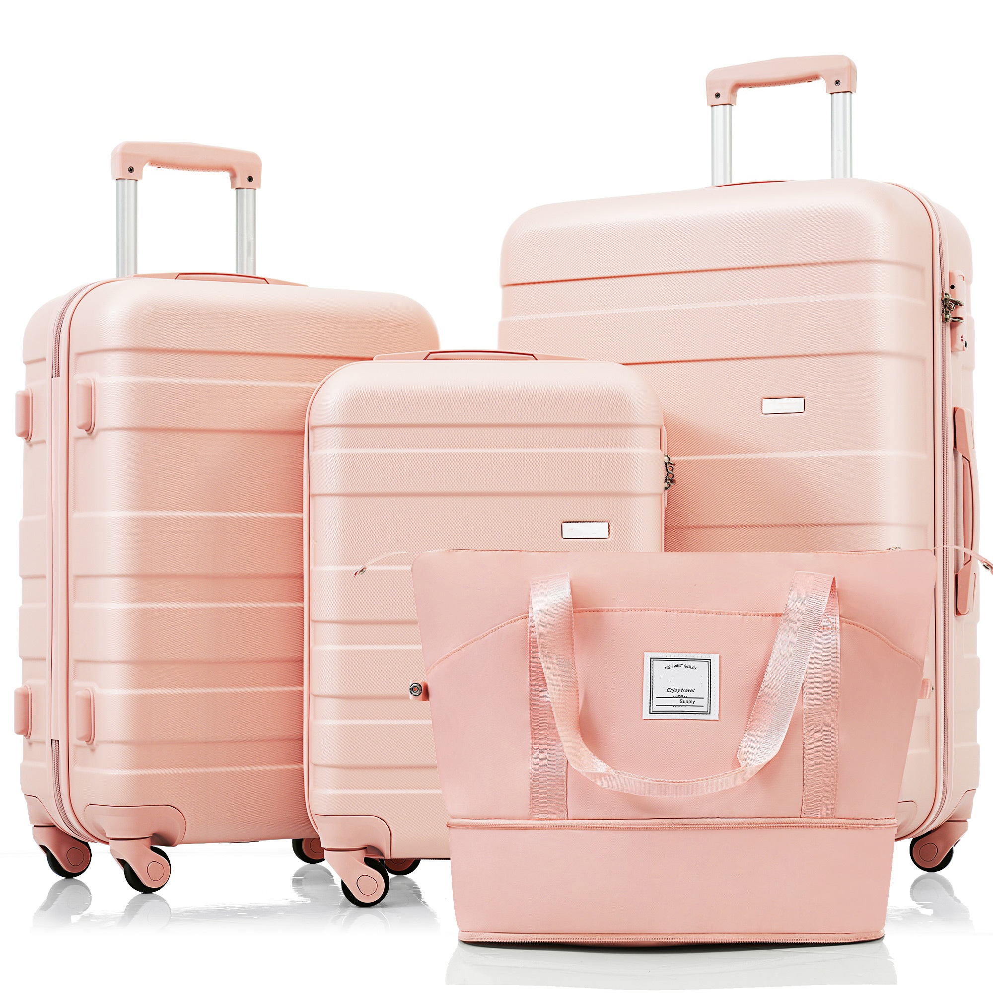 SINOFURN SYD9600013PK 20.6x11.6x29 Pink Plastic Hardshell Suitcase set 4 -Bag
