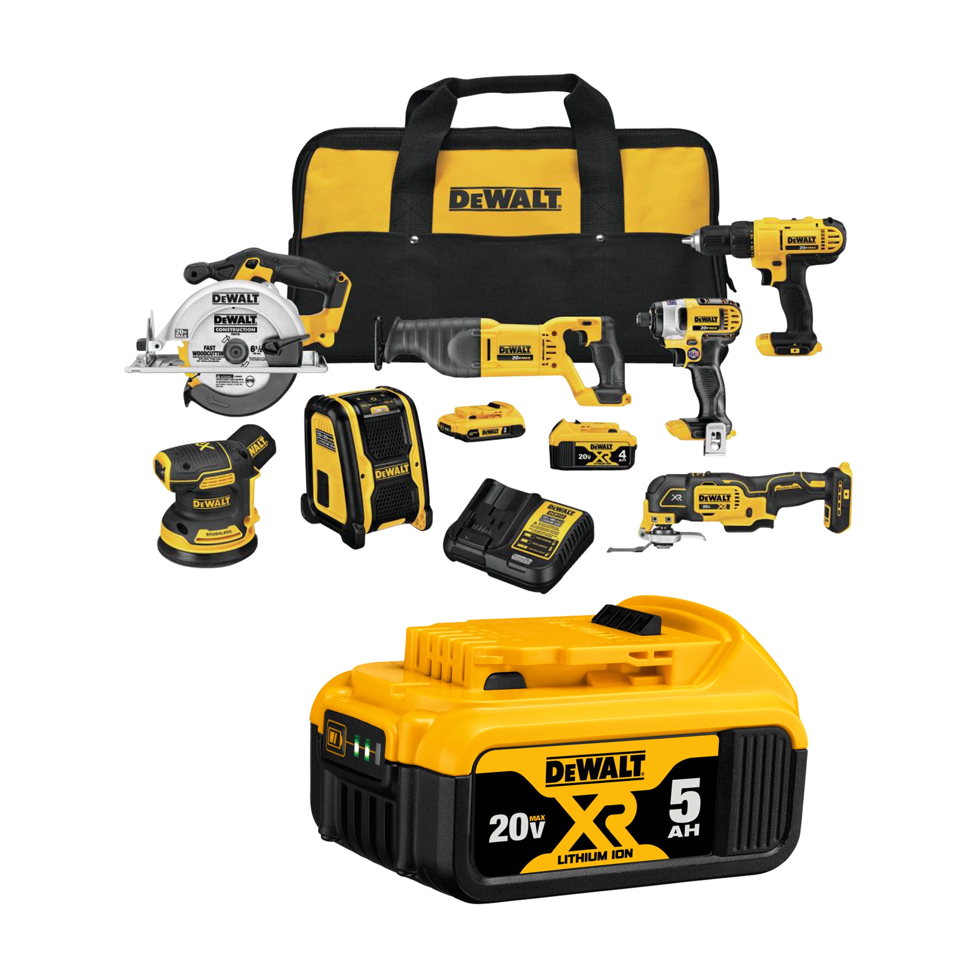 DEWALT 7-Tool 20-Volt Max Power Tool Combo Kit with Soft Case