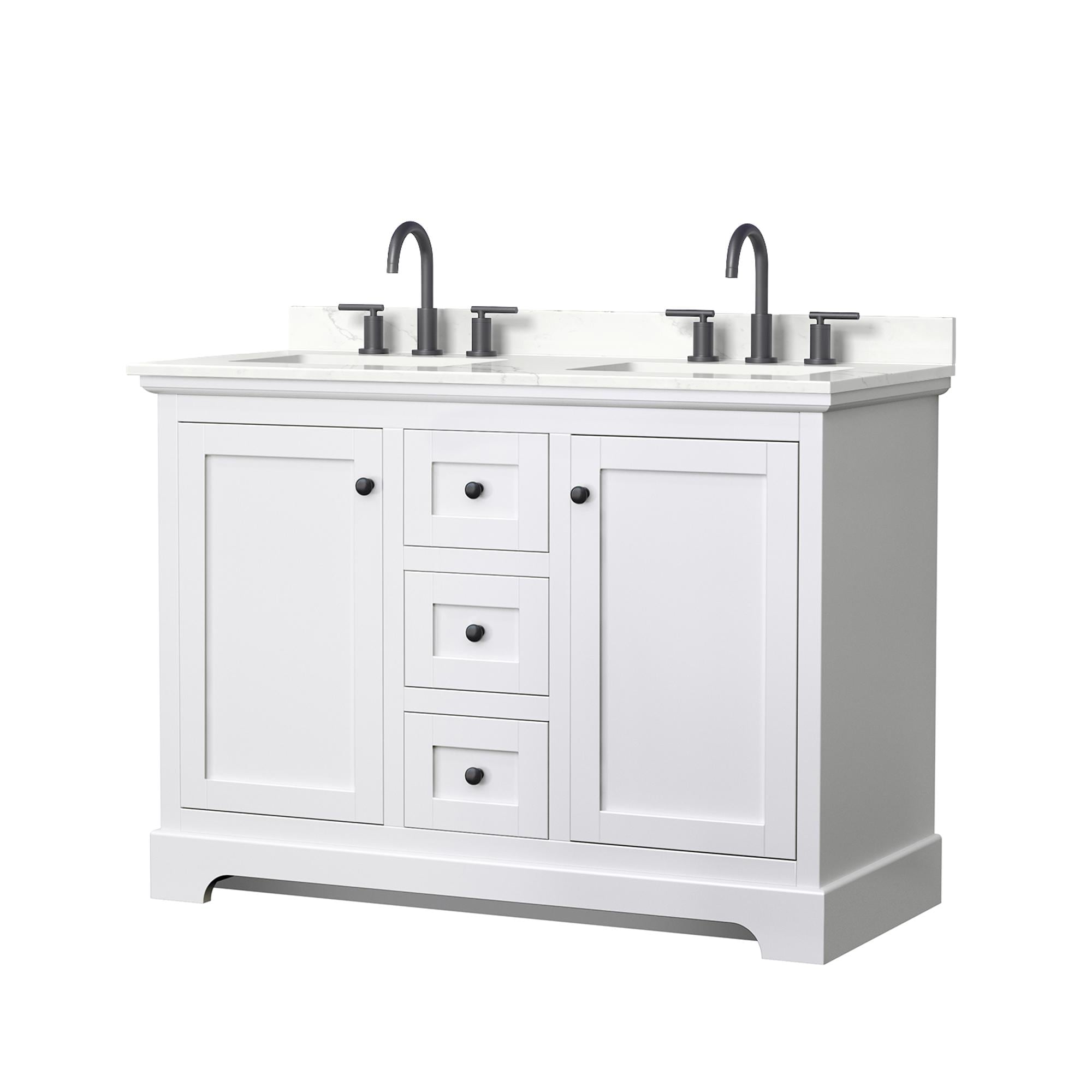 Wyndham Collection Avery 48-in White Undermount Double Sink Bathroom Vanity with Giotto Quartz Quartz Top