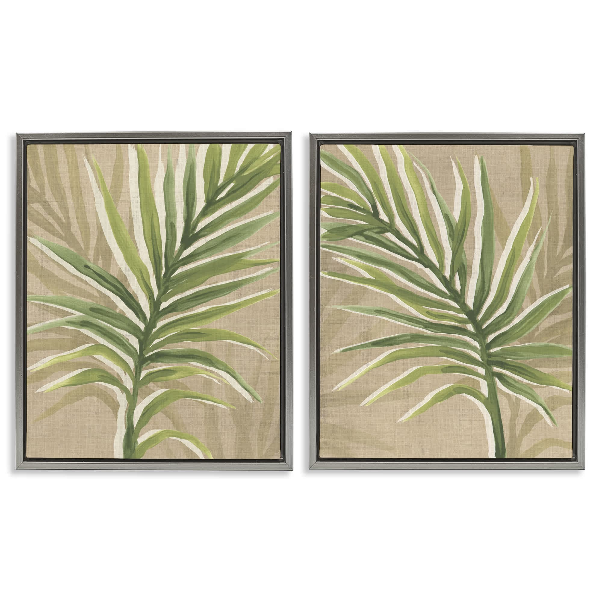 Stupell Industries B2-767-FFL-2PC-16X20 Natural Palm Leaves 2pc Floating Frame Set design by June Erica Vess