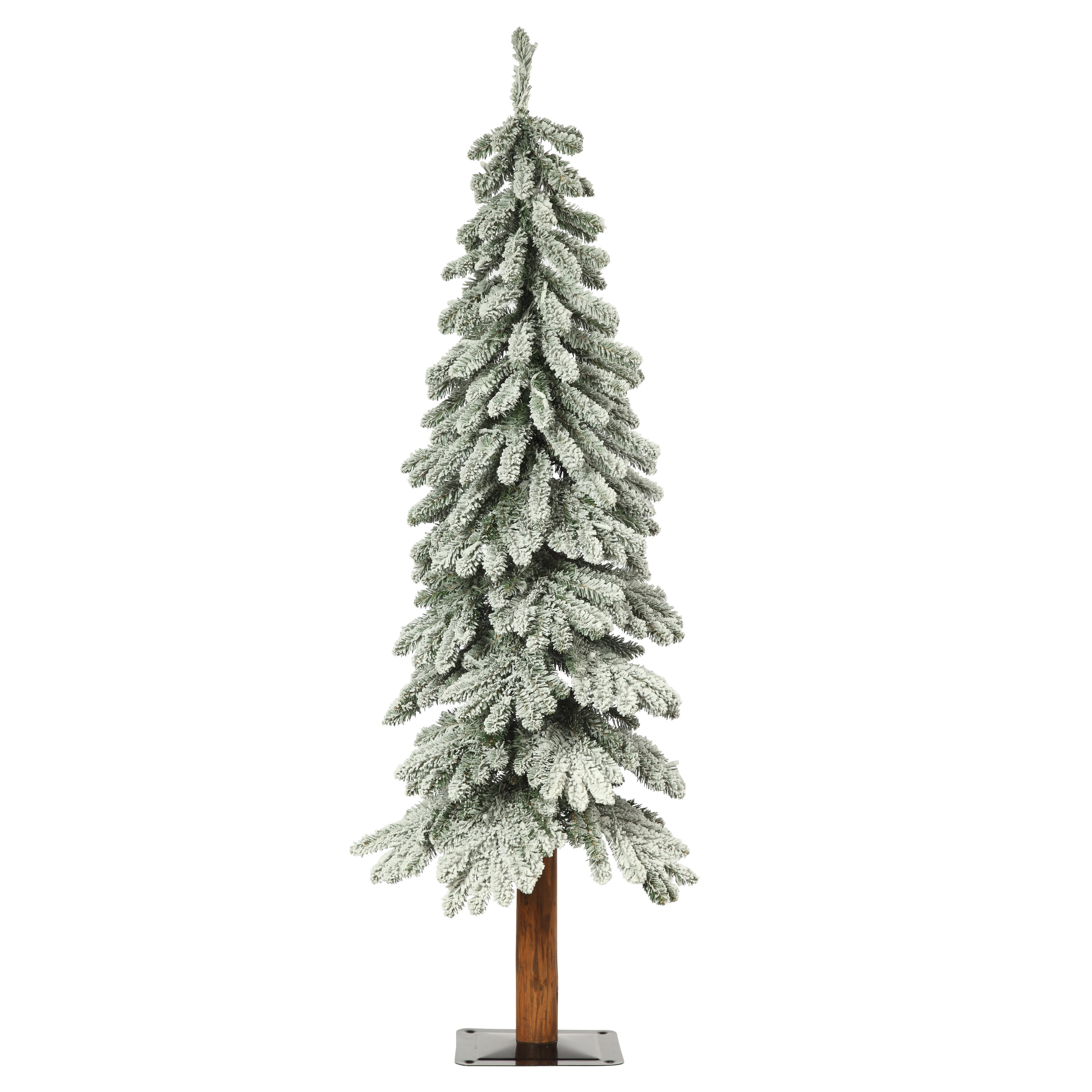 4-Foot White Flocked Slim Artificial Christmas Tree with LED Lights