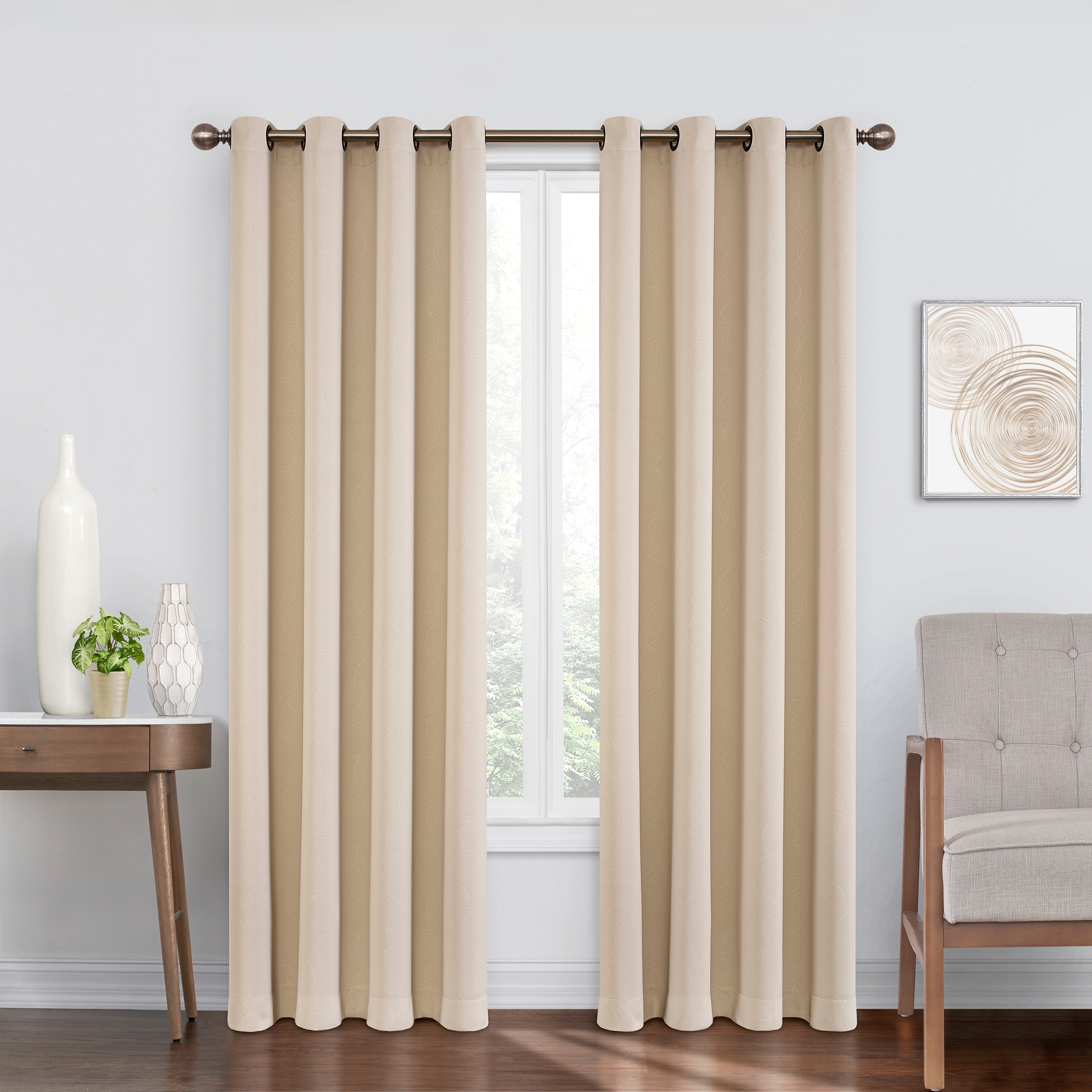 Eclipse 11049052108ECR 108-Inches Ecru Blackout Standard lined Rod pocket Single curtain panel