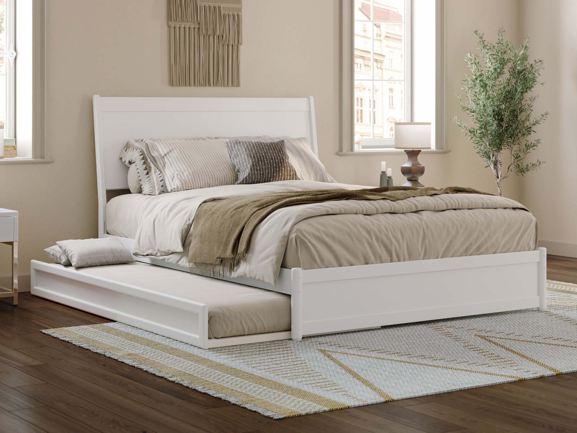 AFI AR9987242 Casanova White Queen Wood Trundle Bed