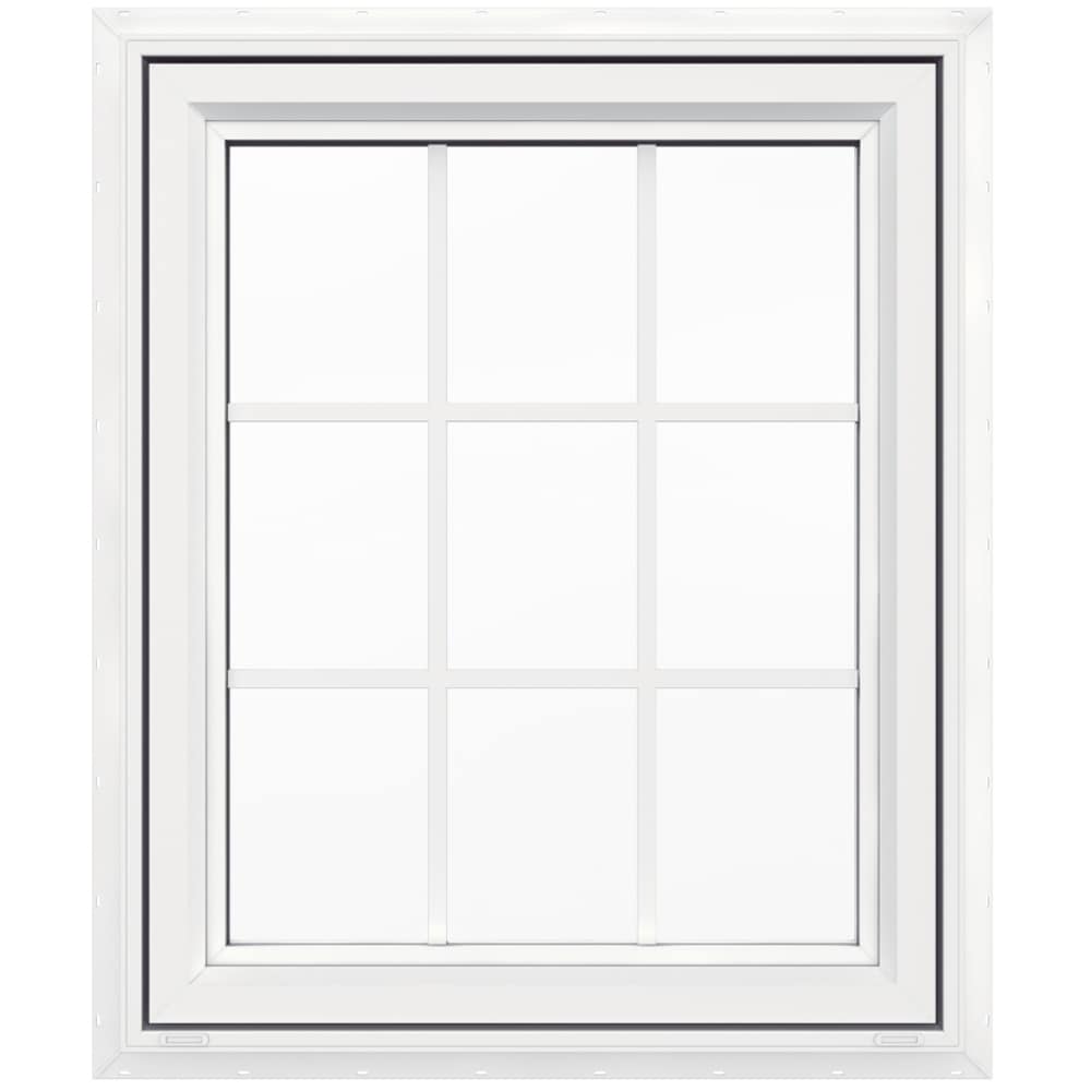 JELD-WEN LOWOLVYCSMTDL3036 V-4500 29-1/2-in x 35-1/2-in x White Left-Handed Vinyl Casement Window with Grids ( Full Screen Included )
