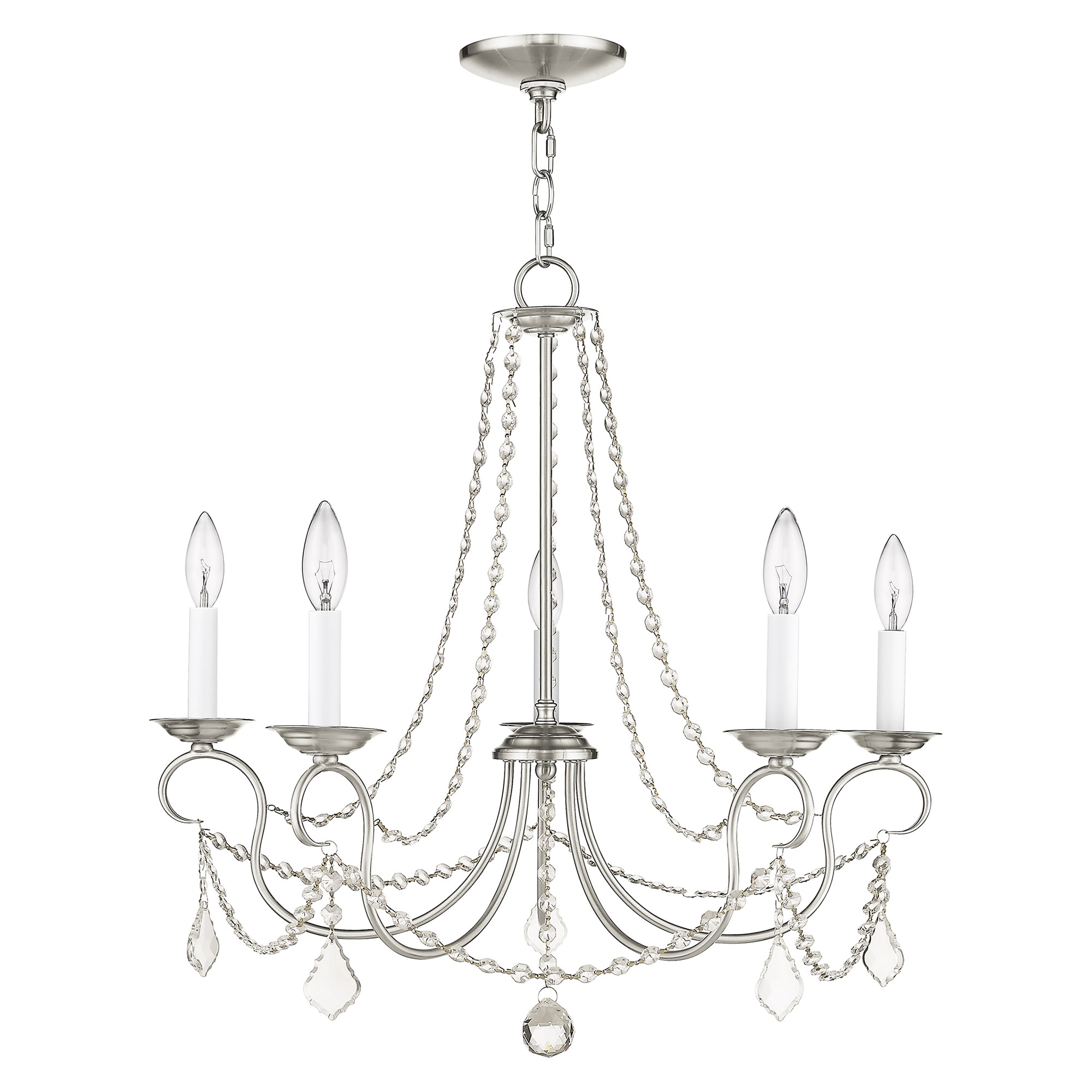 Brushed Nickel Mini 5-Light Candelabra Chandelier