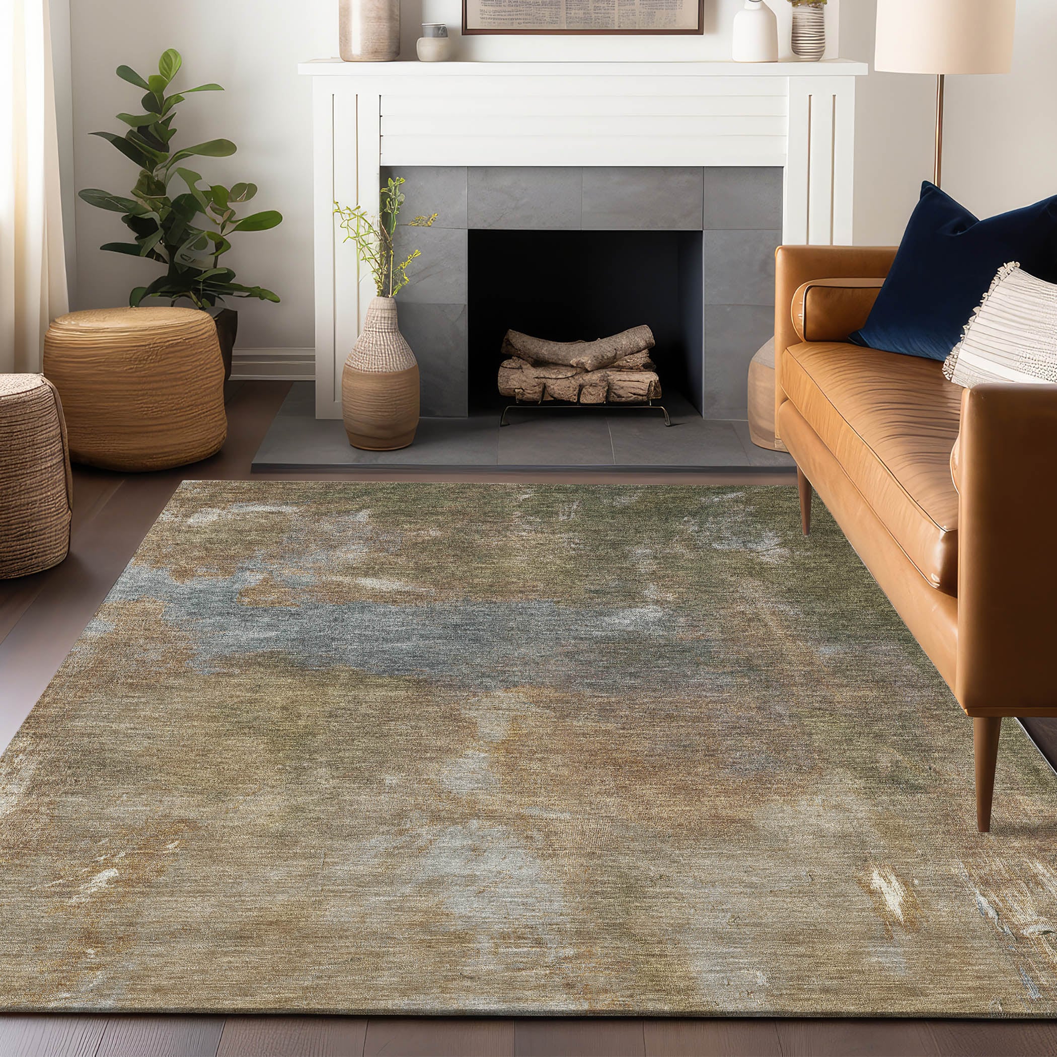Addison Rugs ACN1364CP5X8 Chantille ACN1364CP 5 x 7 (ft) Polyester Copper Rectangular Indoor/Outdoor Geometric Machine washable Area rug