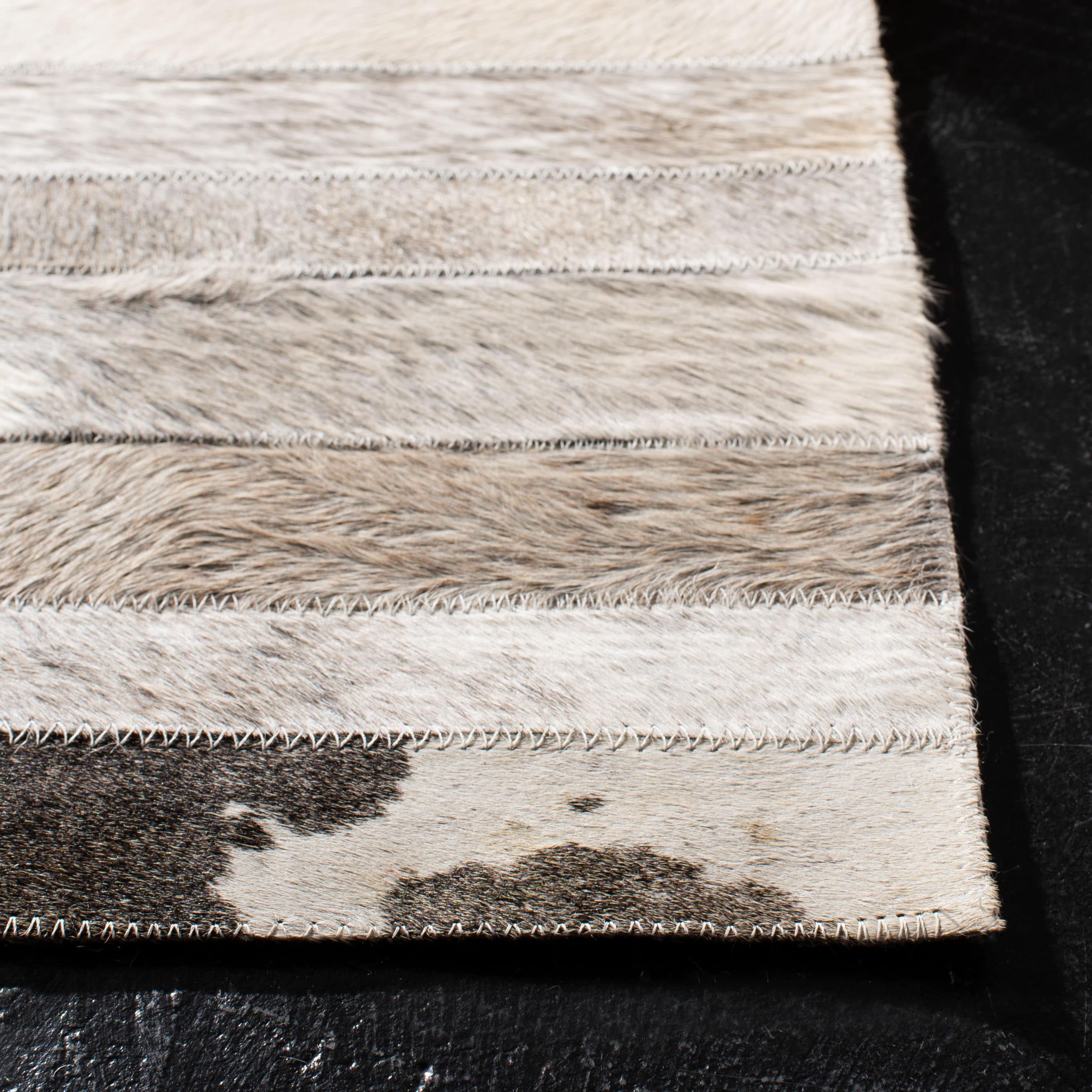 Handmade Geometric Gray Cowhide 8' x 10' Area Rug