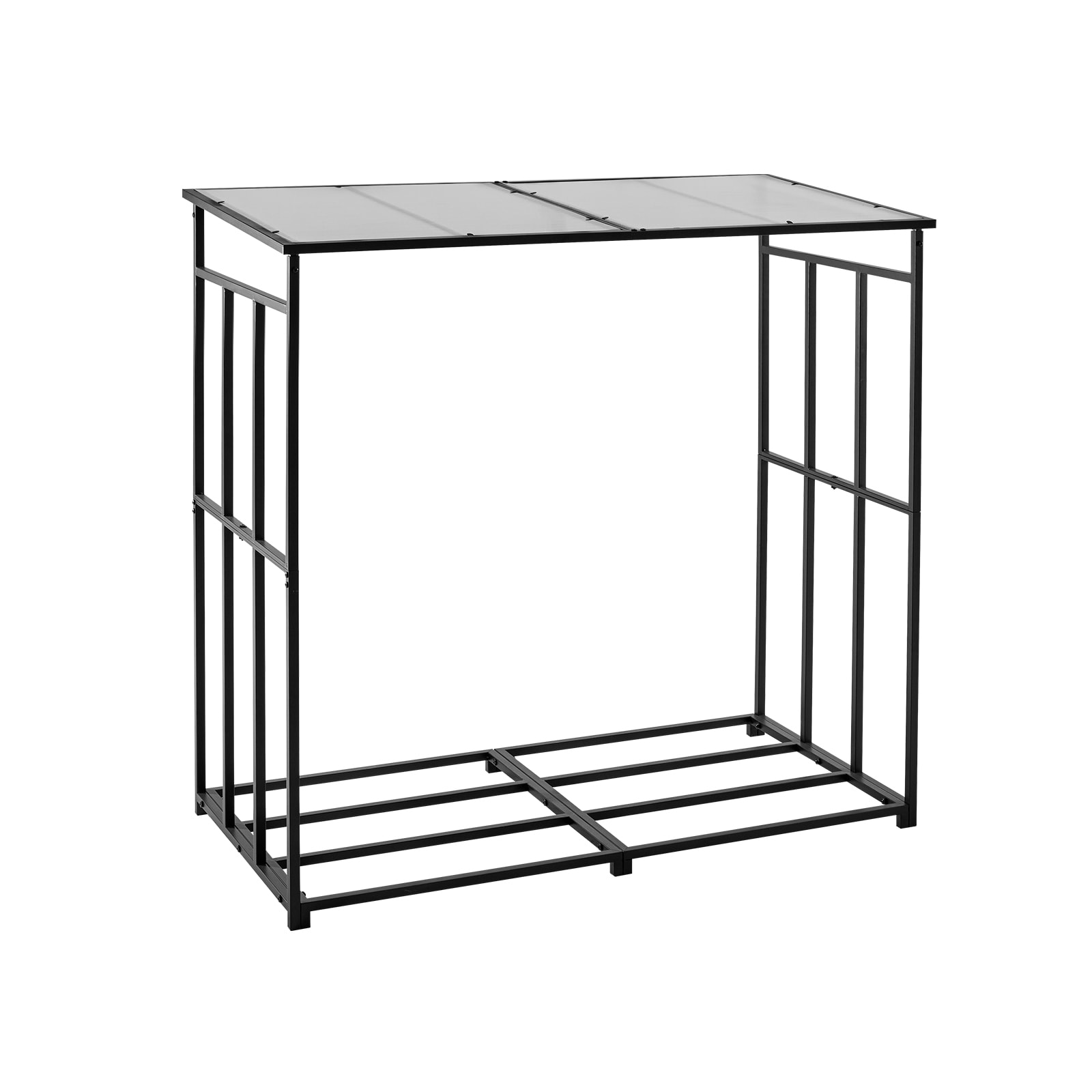 GIVIMO - 4-ft Outdoor Firewood Rack with Sloped Polycarbonate Roof - 1/4-Cord 660-lb Capacity Pow...