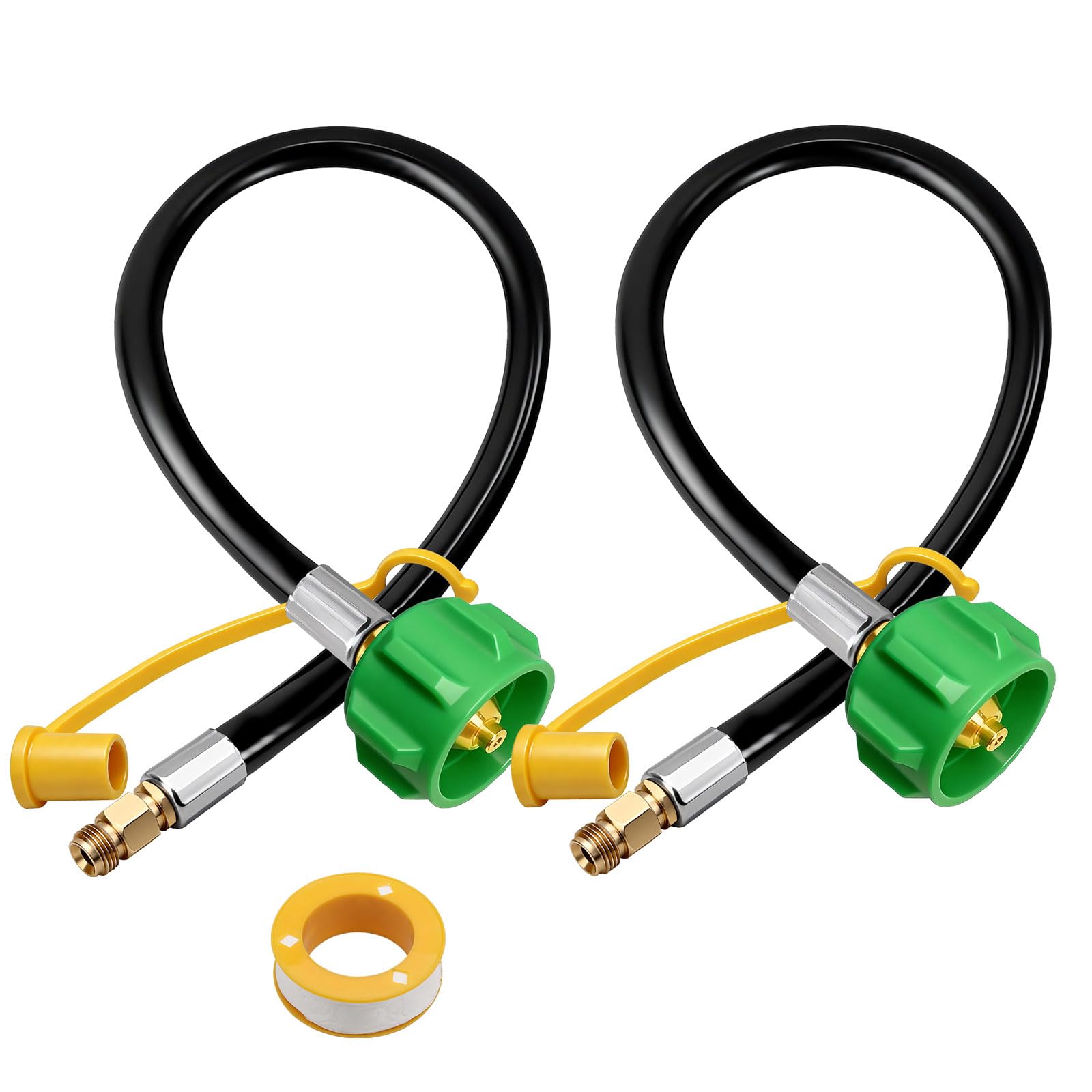 LILILIAN FMY RV Dual Tank Hose 2 Pack 15 Inch Propane Hose QCC1 and One Quarter NPT 350 PSI Fits Two Stage Regulator for Camper RV