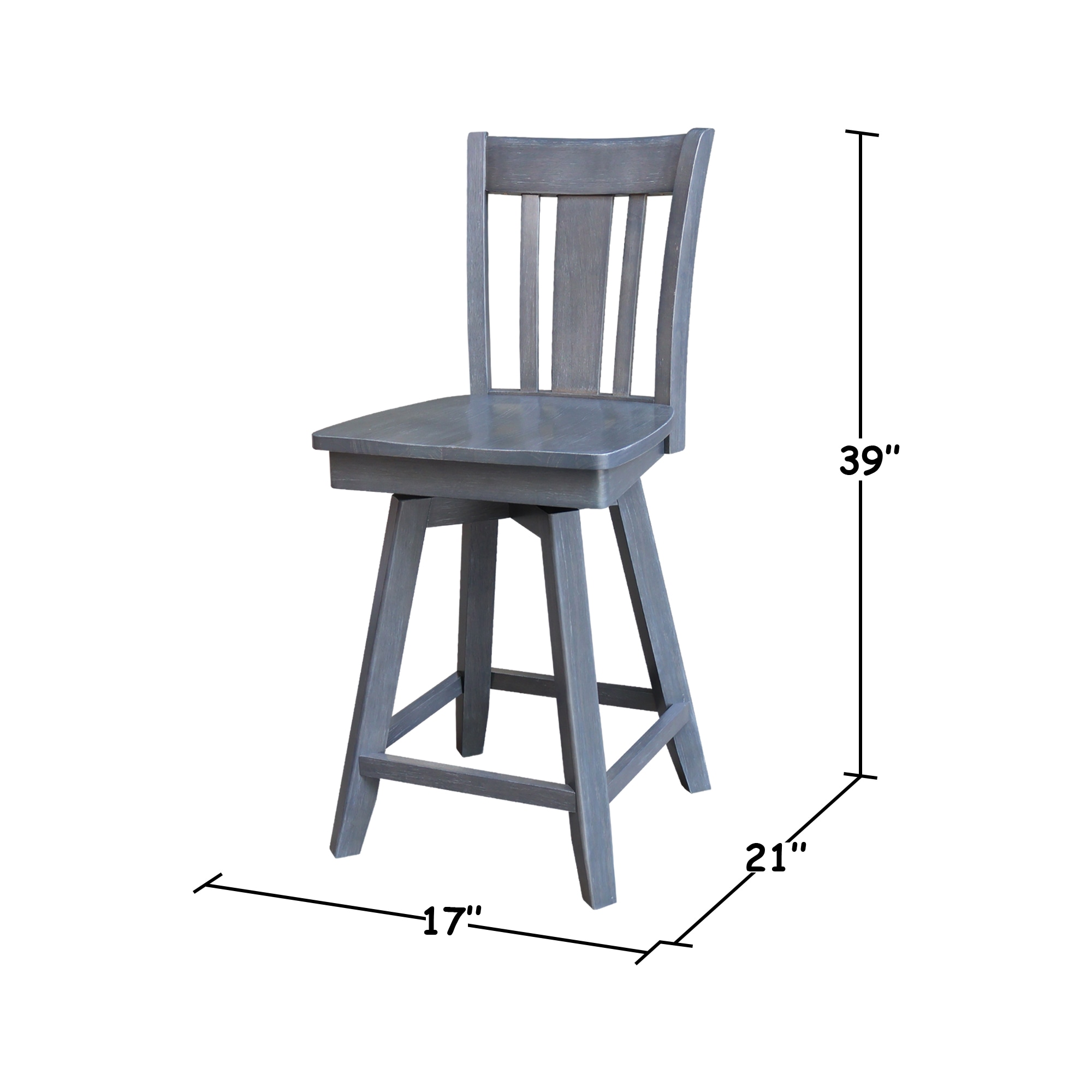 Heather Gray Solid Wood Swivel Counter Height Stool
