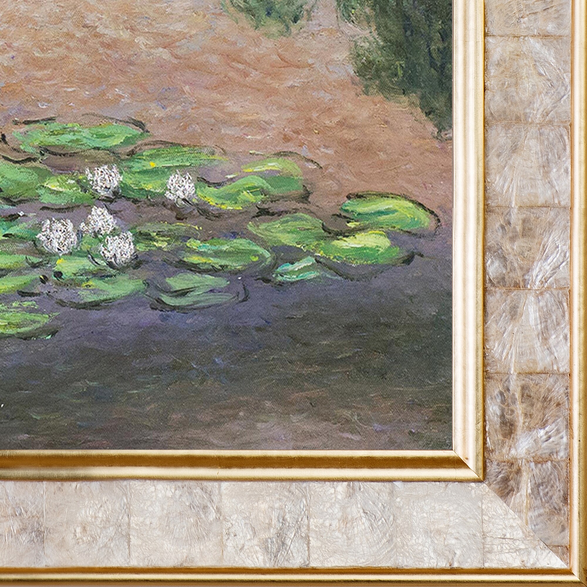 overstockArt Monet Water Lilies with Simply White Clean Line Wood Frame