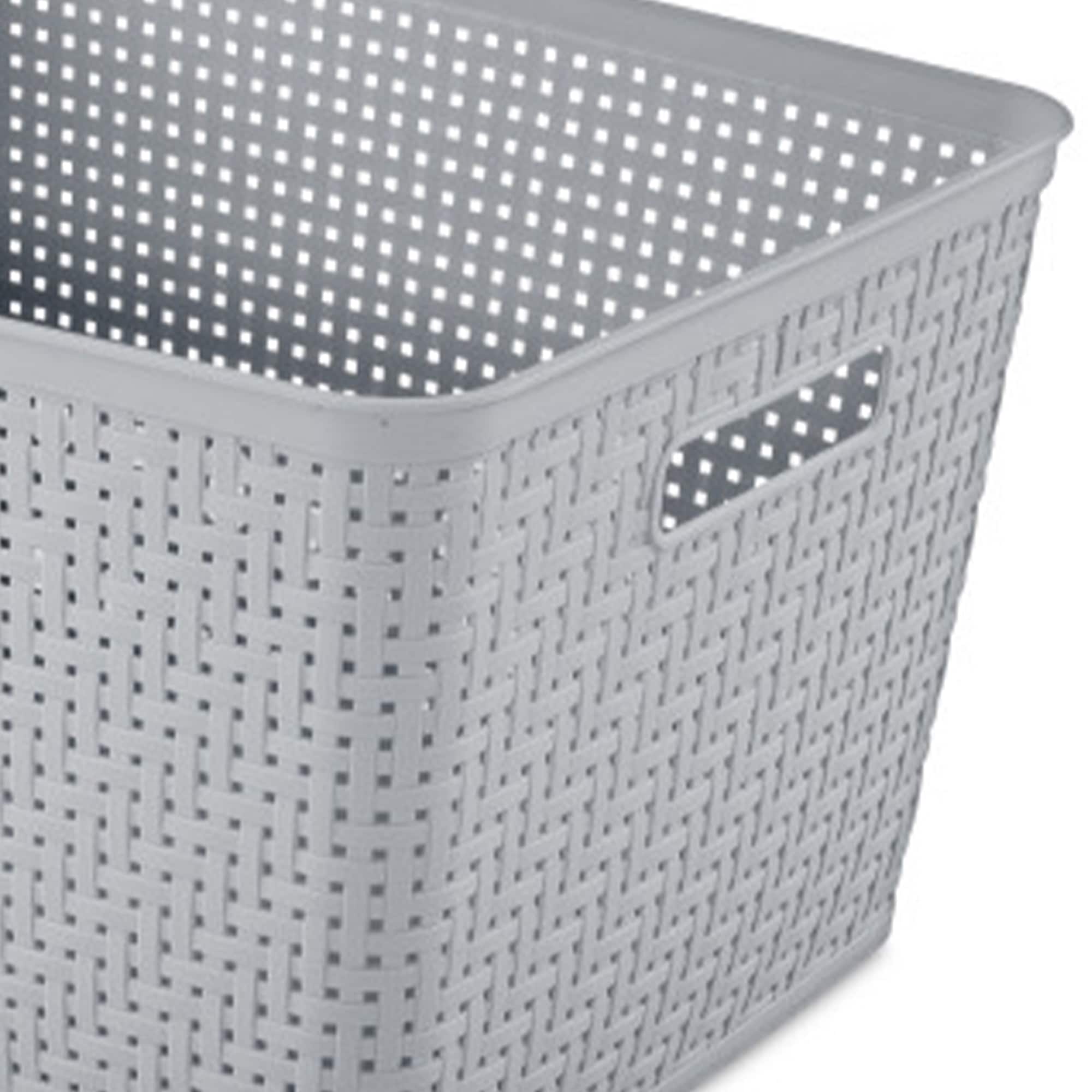 Sterilite Gray Tall Rectangular Plastic Storage Baskets with Handles, 6-Pack