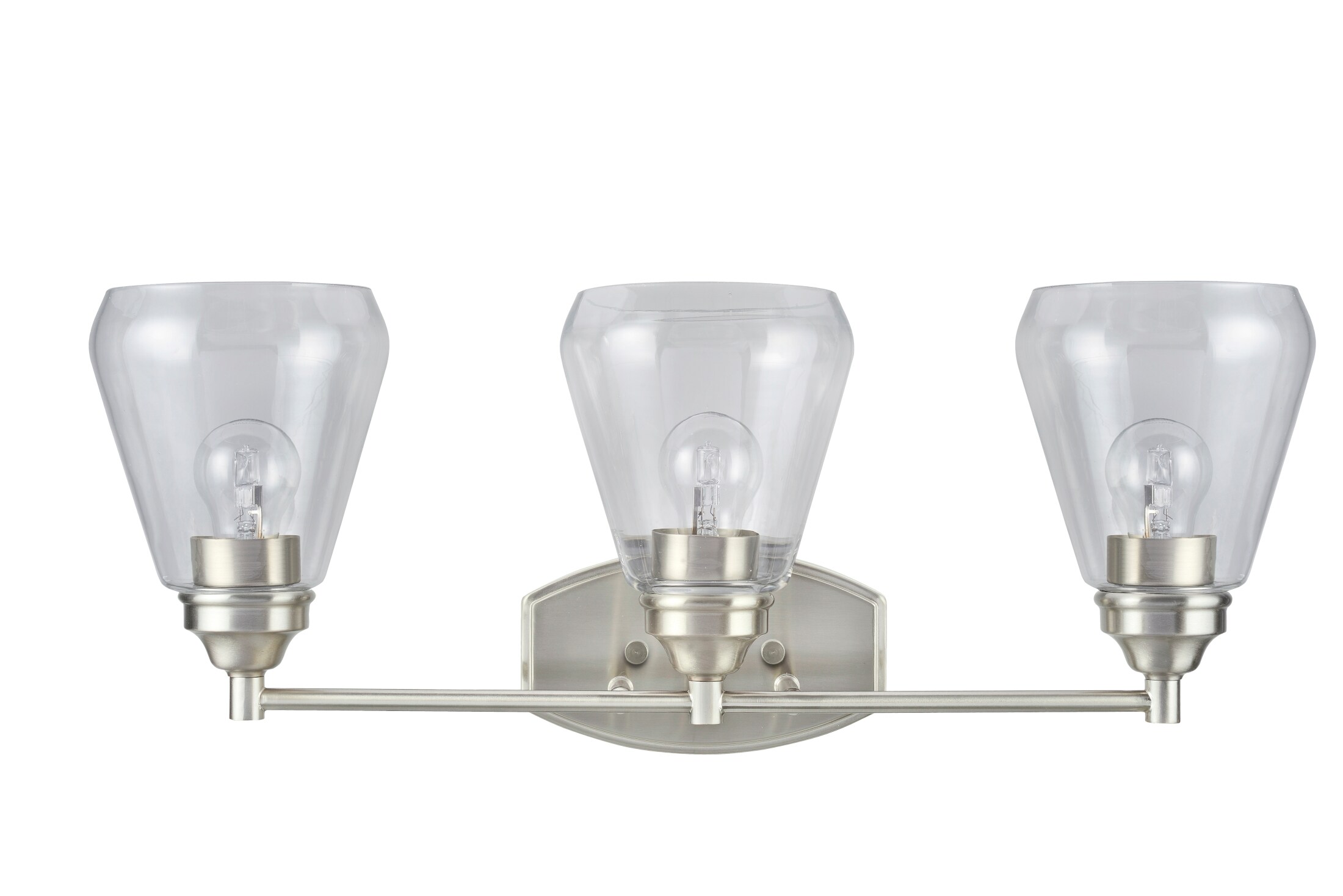 Aspen Creative Corporation 24-in 3-Light Satin Nickel Transitional ...