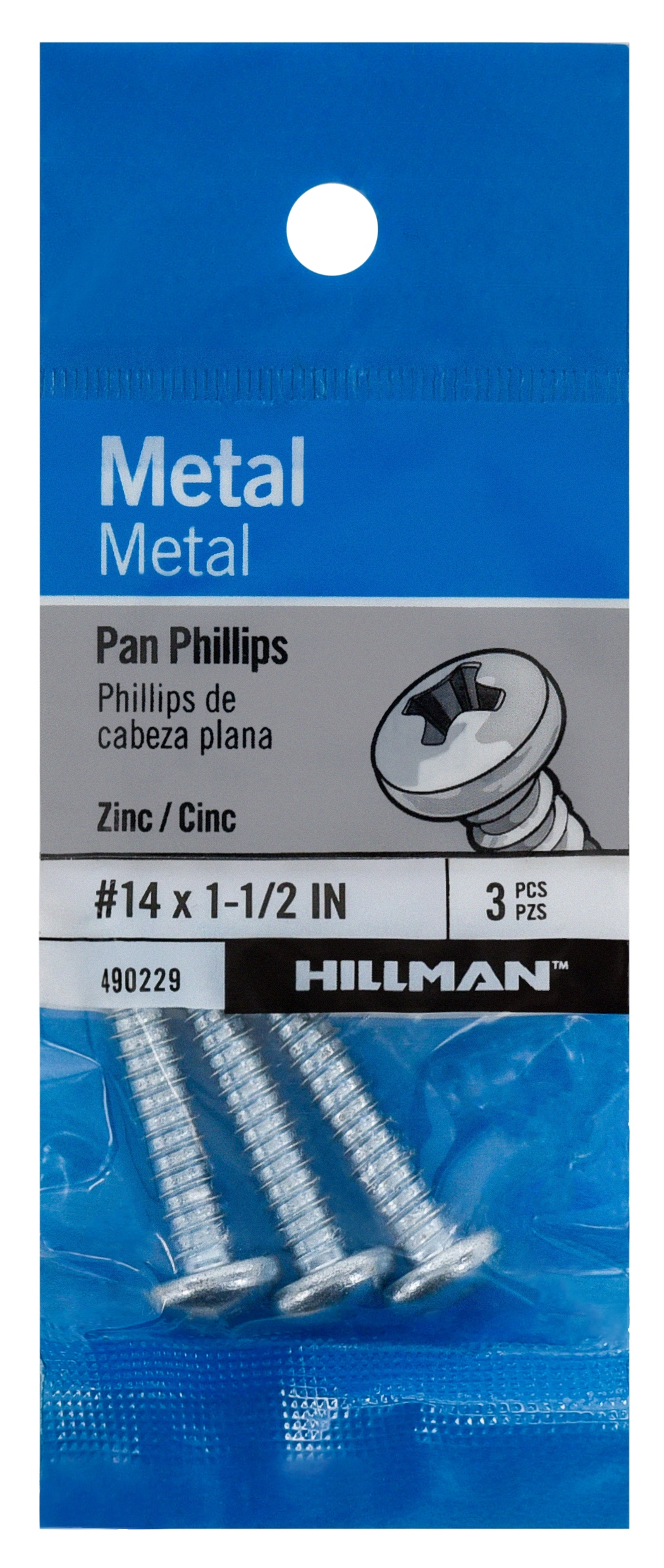 Hillman 490229 #14 x 1-1/2-in Phillips -Drive Standard Sheet Metal Screws 3 -Count