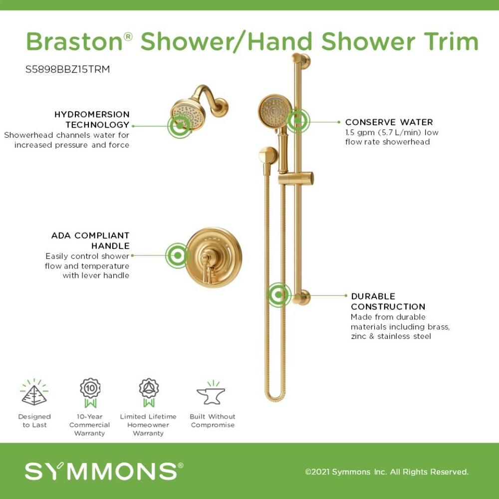 Symmons S5898BBZ15TRM Showerhead-Bar-Panels - View #3