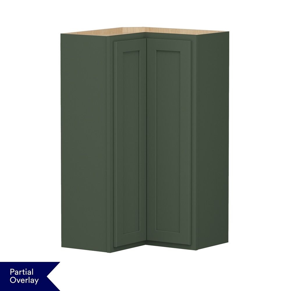 Shenandoah Breckenridge POL 24-in W x 42-in H x 12-in D Sage Painted L-Shaped Corner Wall Fully Assembled Cabinet Recessed Panel Shaker