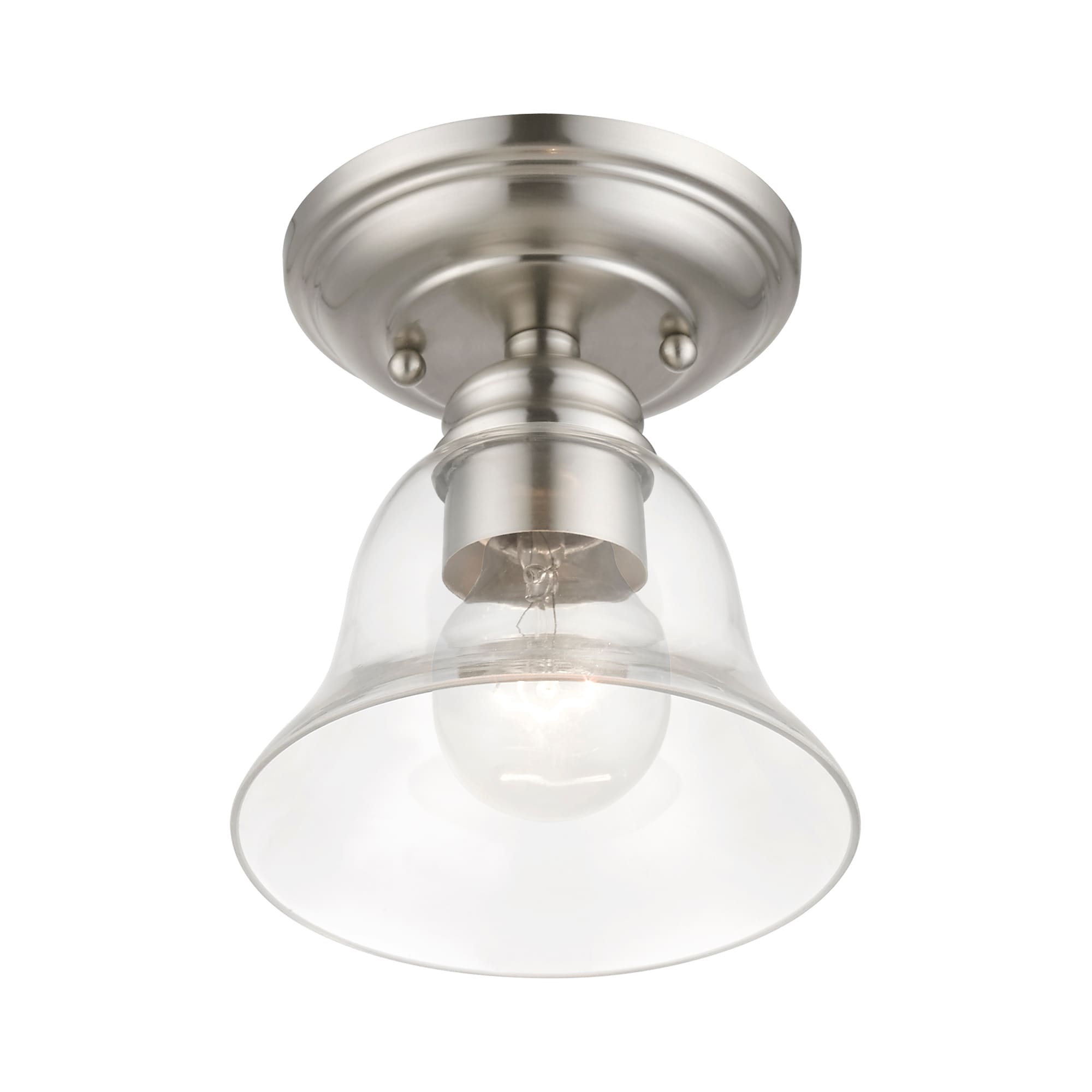 Brushed Nickel Small Semi-Flush Mount with Glass Shade