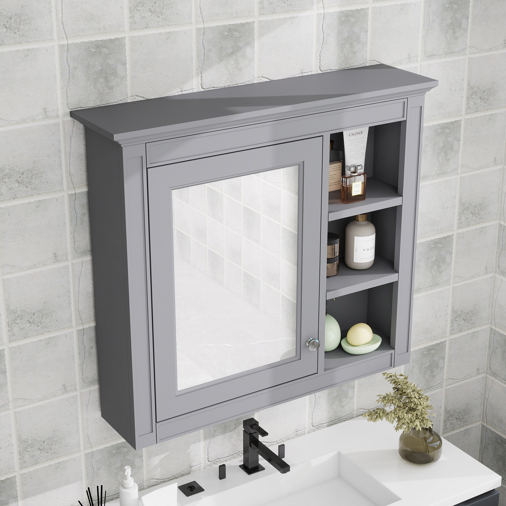 Hrinhom BA02-GRAY Bathroom-Medicine-Cabinets - View #4