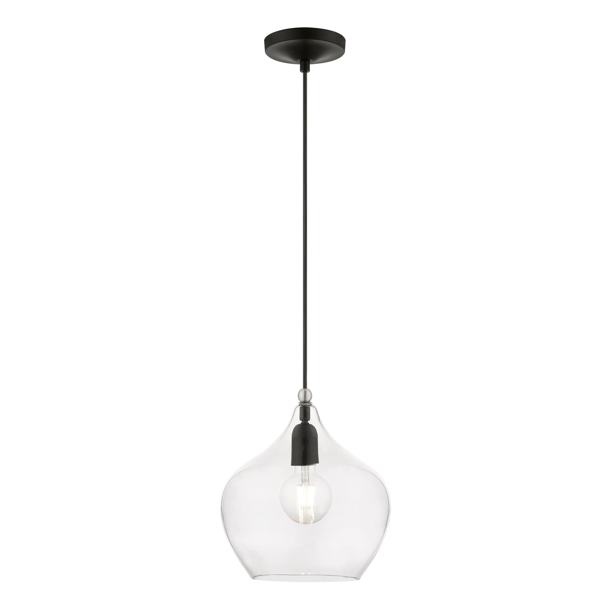 Aldrich Black and Brushed Nickel Glass Pendant Light