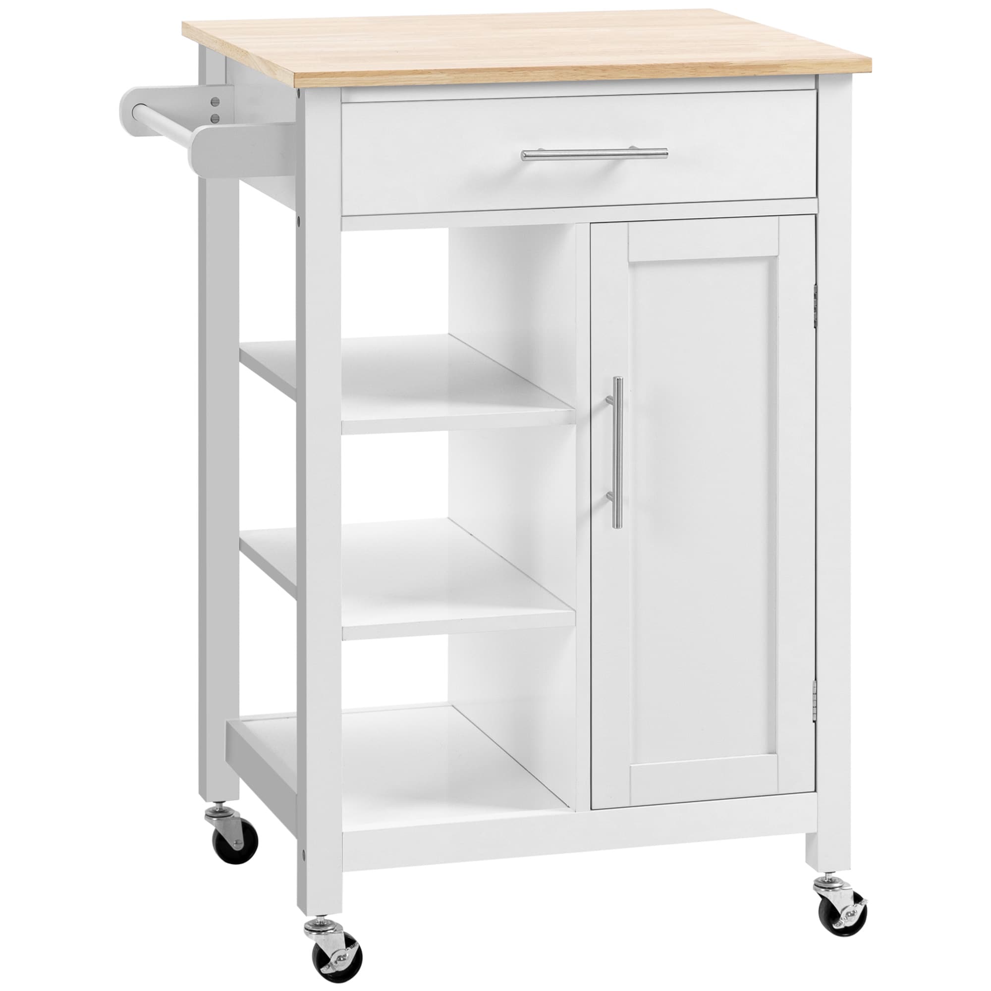 Runesay KI-40 White MDF Base with MDF Rolling Kitchen Island ( 19-in x 27.3-in x 35-in )