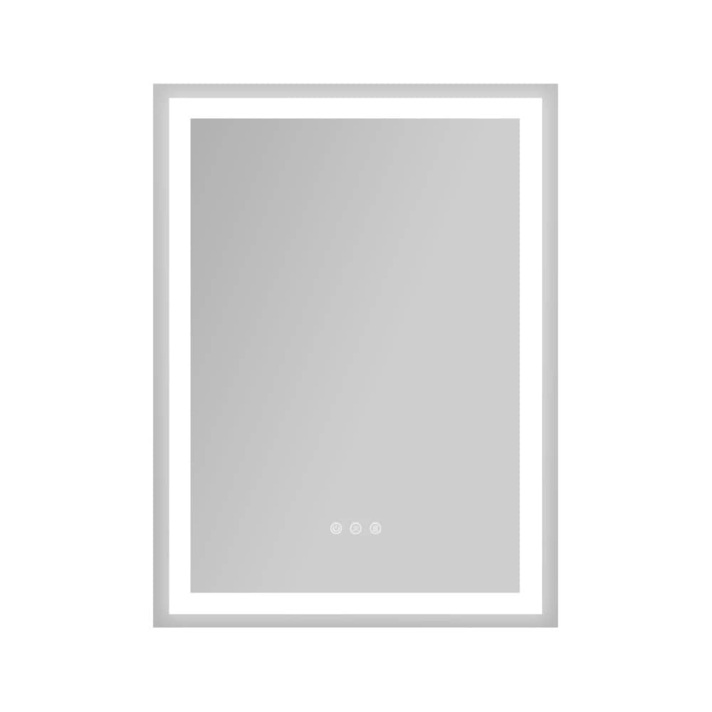HomLux LMRECTFL2436 Rectangular Frameless AntiFog LED Bathroom Vanity Mirror 24 in. W x 36 in. H 3 Color TemperaturesSliver