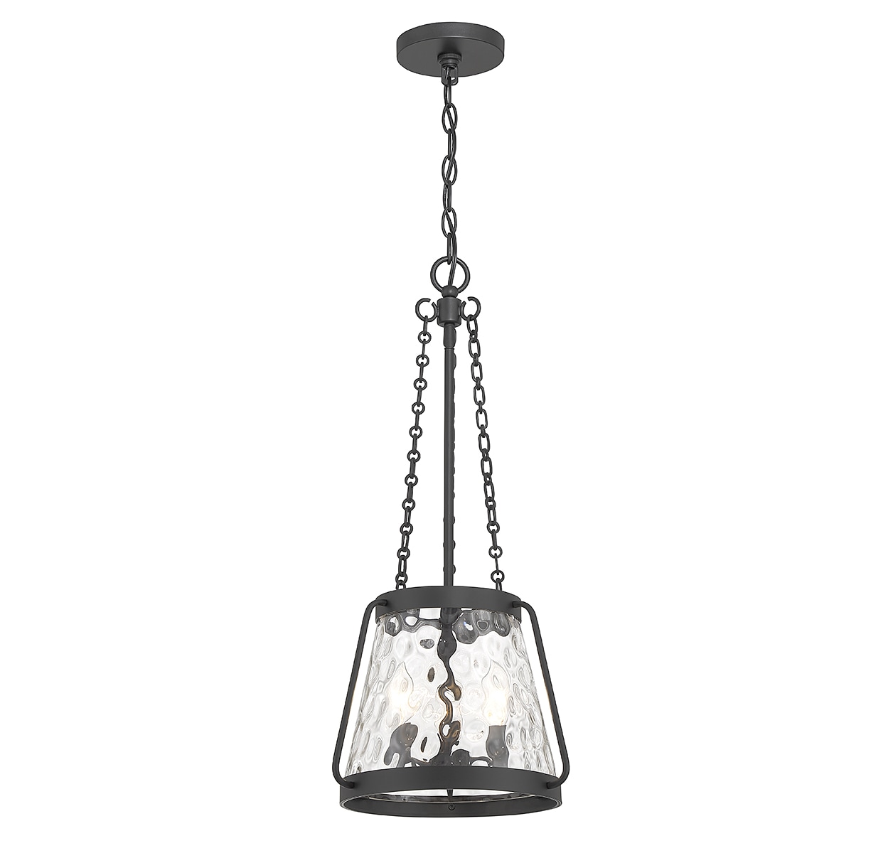 Crawford Matte Black 3-Light Pendant with Clear Water Glass Shade