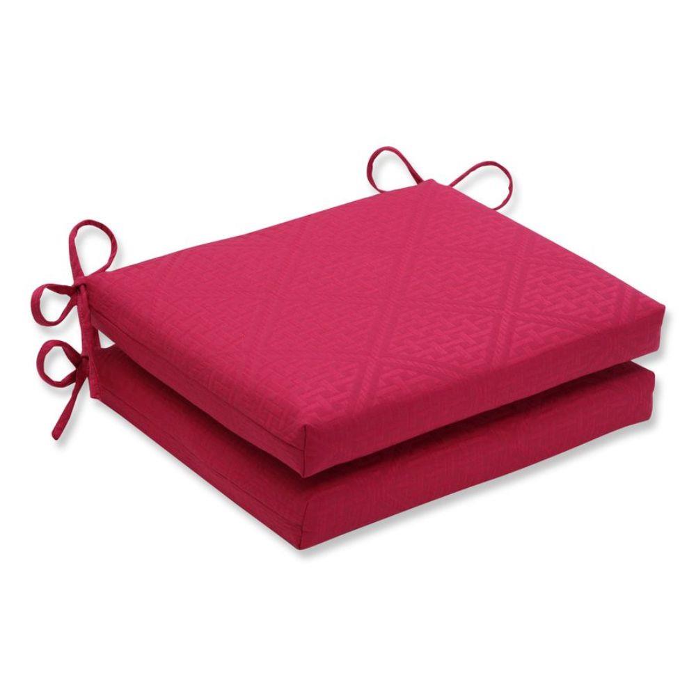 Pillow Perfect 640273 Paragon Raspberry 18.5-in x 16-in 2-Piece Pink Patio Chair Cushion
