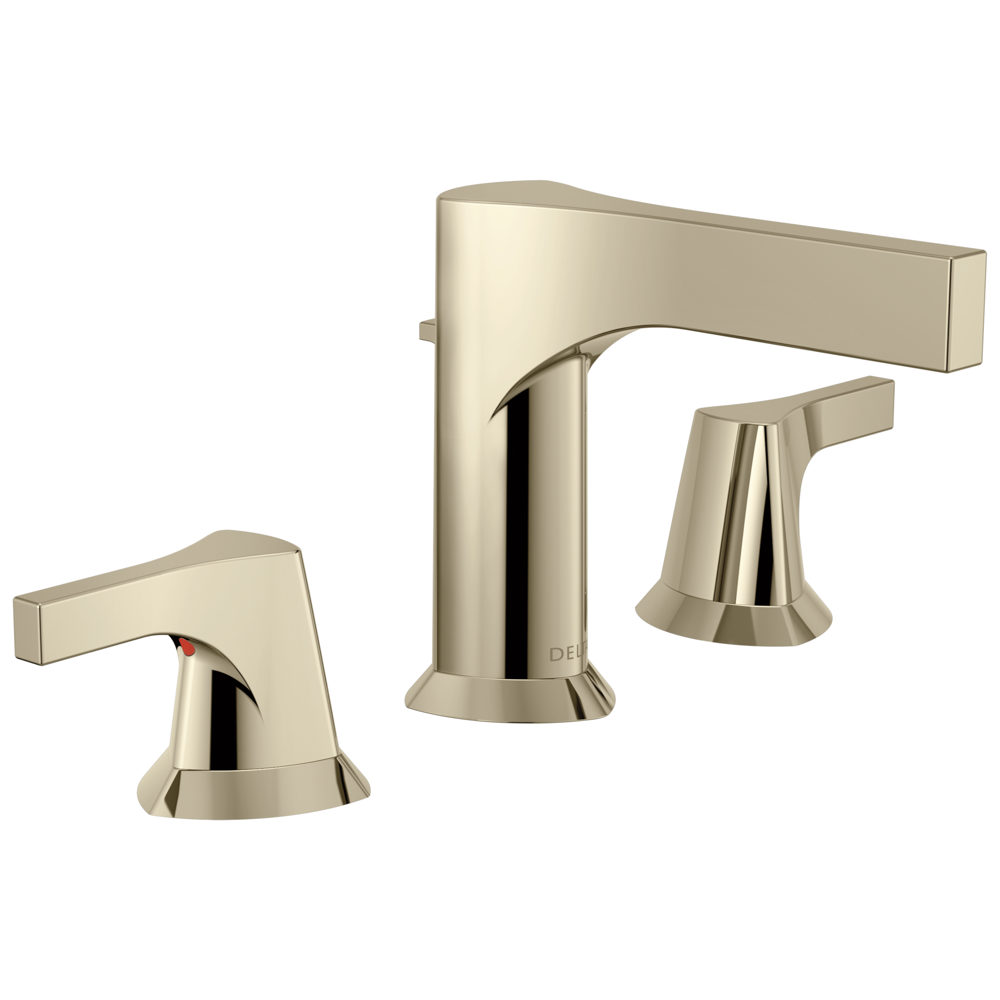 Delta 3574-PNMPU-DST Zura Polished Nickel Widespread 2-handle WaterSense Mid-arc Residential Handle Bathroom Sink Faucet with Drain