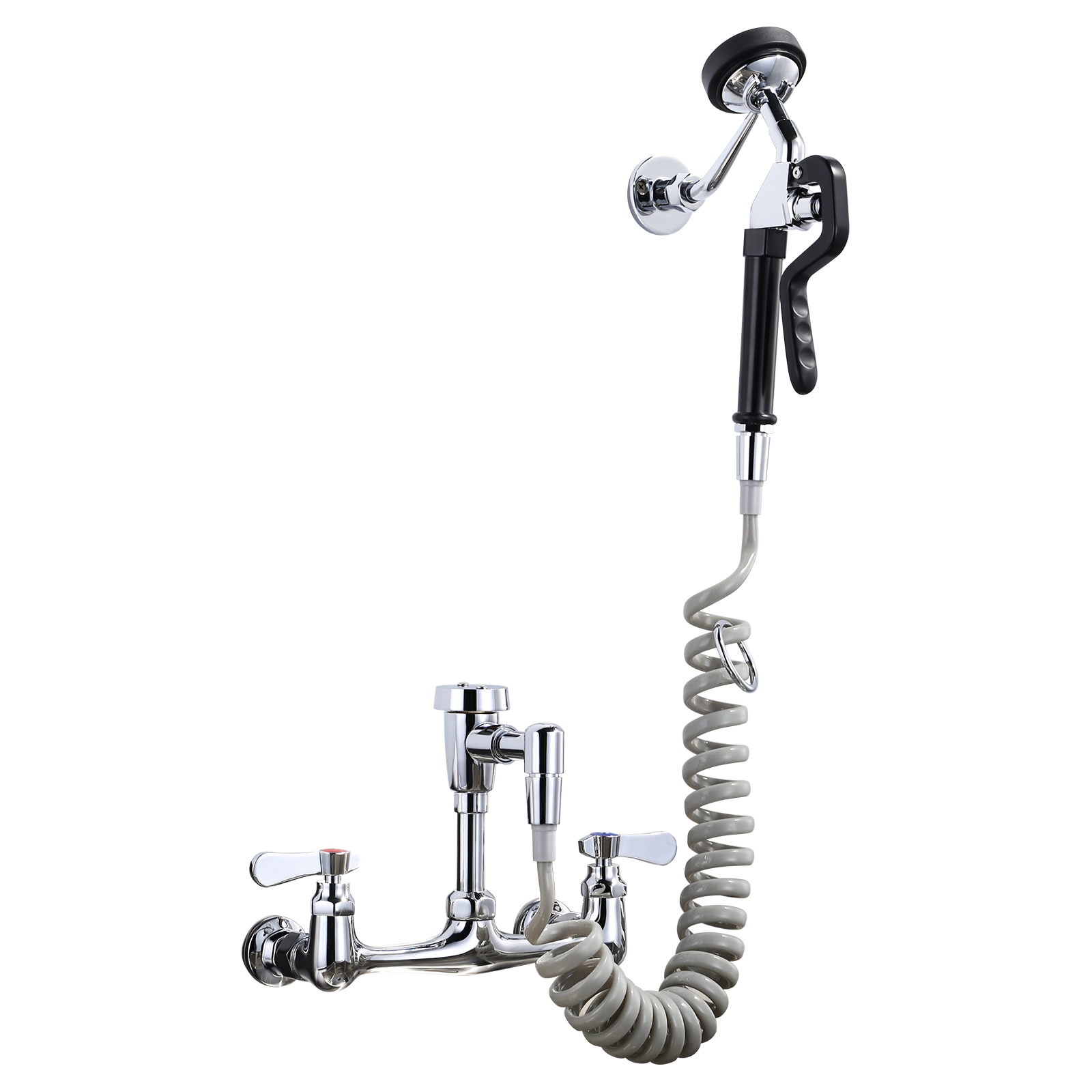 WOWOW 2315300C Polished Chrome Double Handle Wall-mount Pre-rinse Kitchen Faucet
