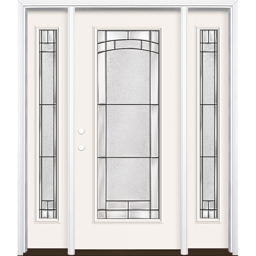 Masonite 3419526 Element 60-in x 80-in x 4-9/16-in Fiberglass Full lite Right-hand inswing Arctic White Painted Prehung Front Door with Sidelights with Brickmould Insulating core