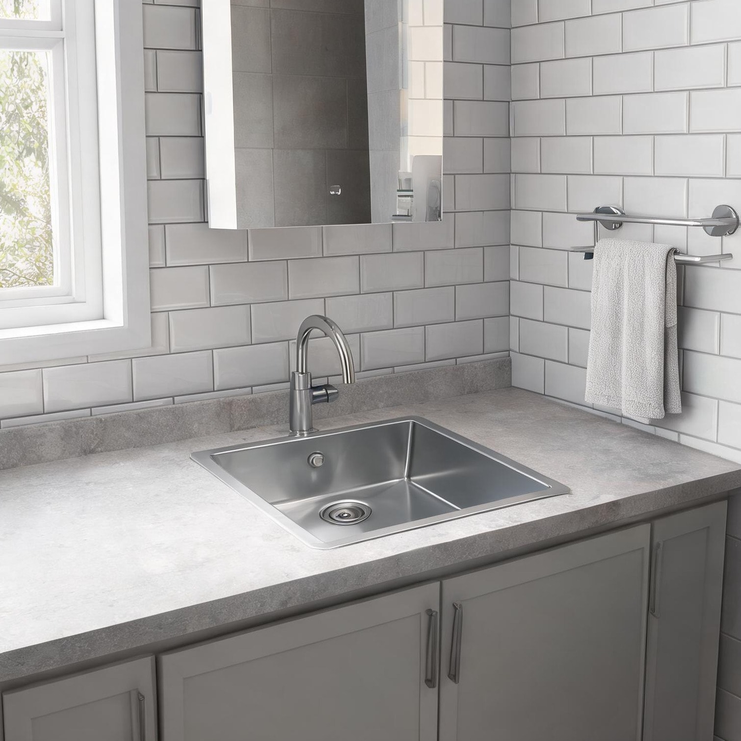 Naturefalls Stainless Steel Undermount Kitchen Sink Single Bowl 23 x 18 x 9 Inches Brushed Nickel Finish with Drain Assembly