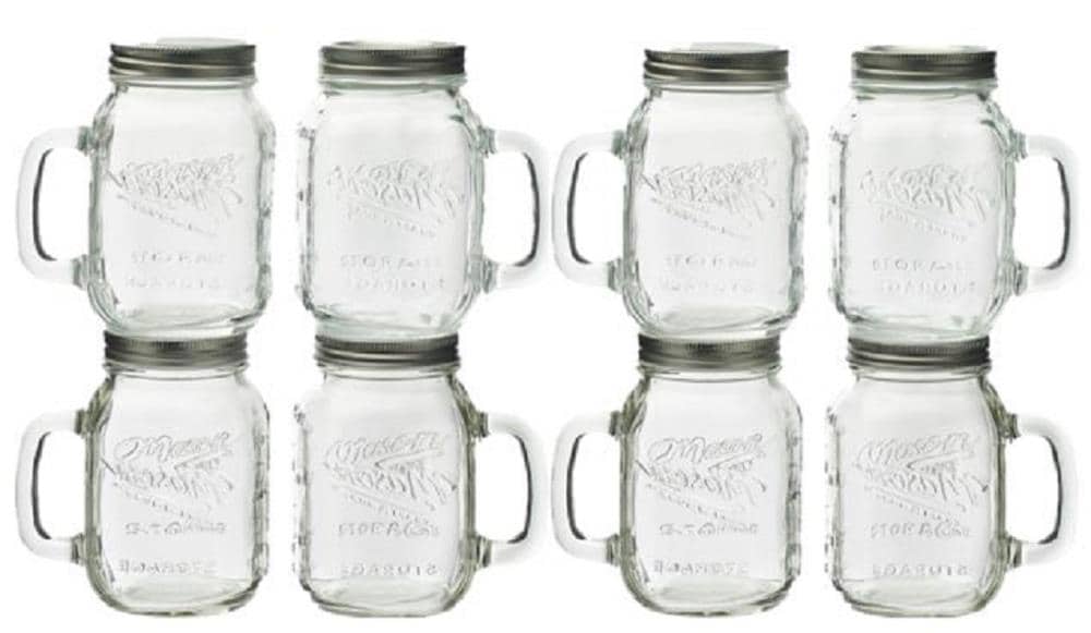Mason Jar Tumbler 24 Oz Mason Drinking Jars Set of 2 & Stainless