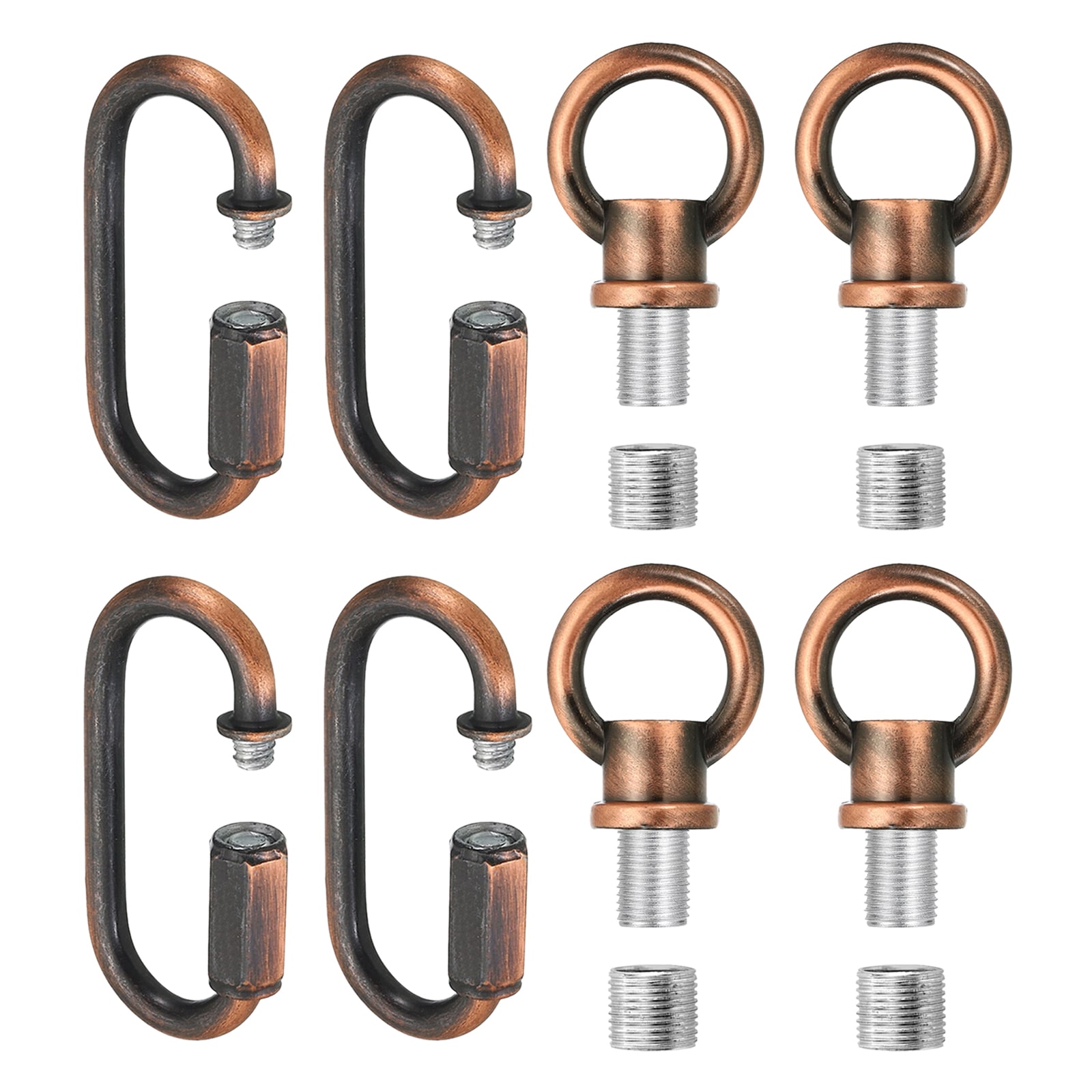 PATIKIL M10 Fine Thread Lamp Female Loop Holder with M12 Adapter Chain Quick Link Lifting Eye Nut Hook Ring Structural Support to Chandelier 44 lbs Load Red Bronze 4pcs #S26090701UX5717