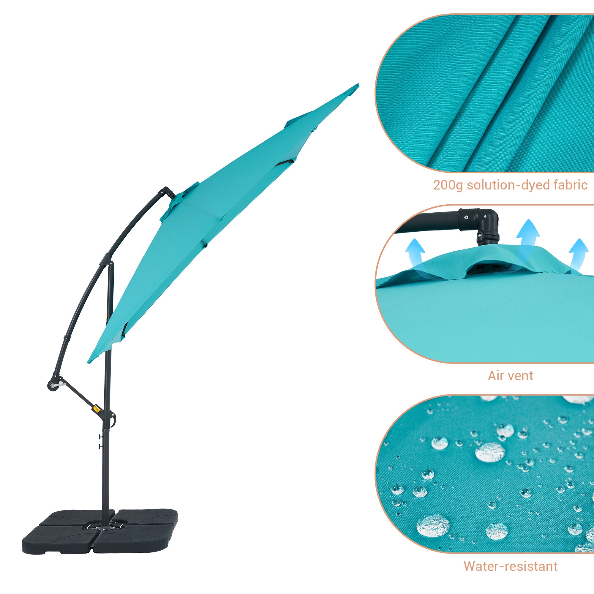 ACEGOSES 8.2-ft Turquoise No-tilt Offset Patio Umbrella with Base 