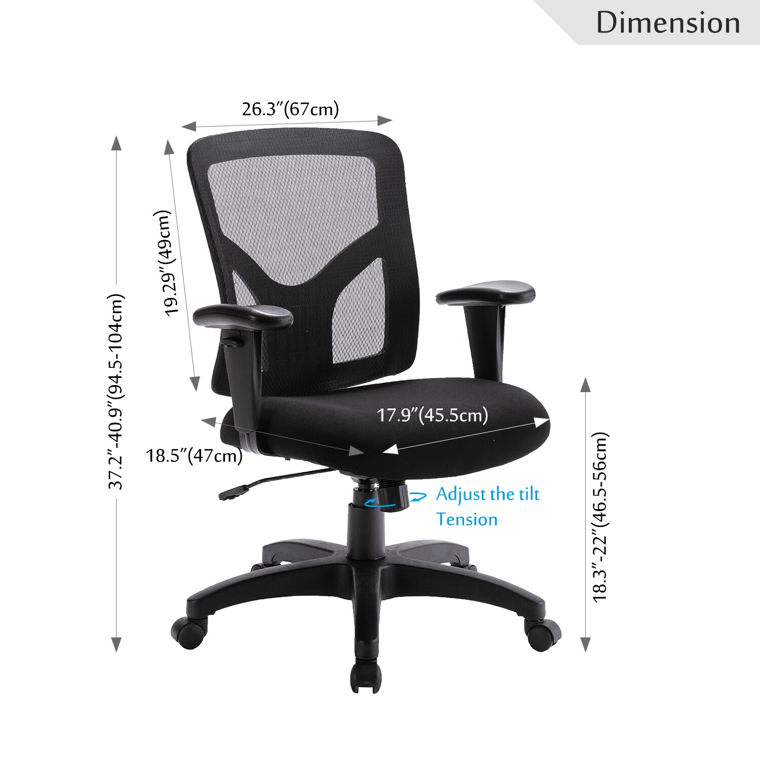 GZMR Adjustable Ergonomic Office Chair Black Contemporary Ergonomic ...