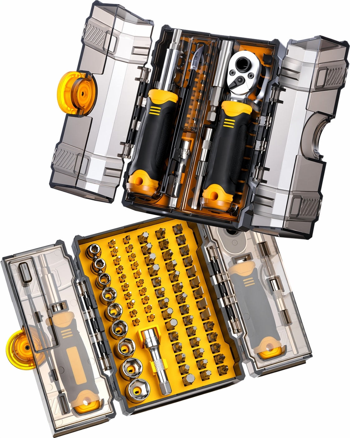 AKSCYZM  78 PCS Ratcheting Screwdriver Set Ratchet Wrench Socket Set with Magnetic Precision Screwdriver Set Portable Repair Tool Kits Double