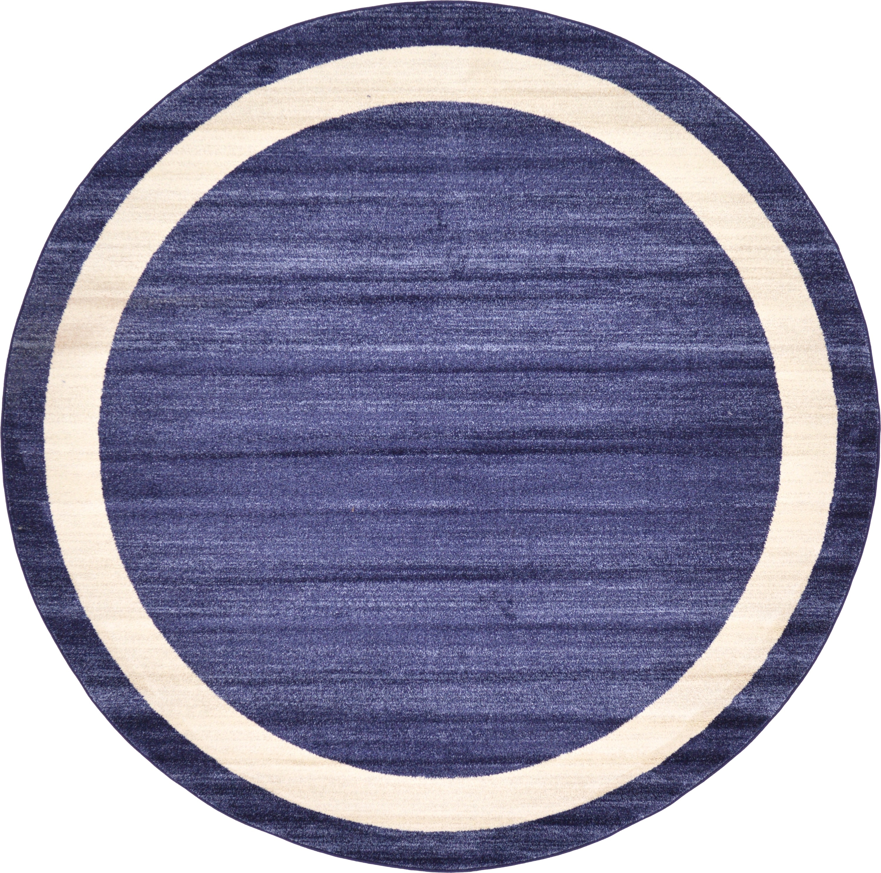 Unique Loom 3127280 Maria Del Mar 8 x 8 (ft) Loomed Polypropylene Navy Blue/Ivory Round Indoor Border Industrial Area rug