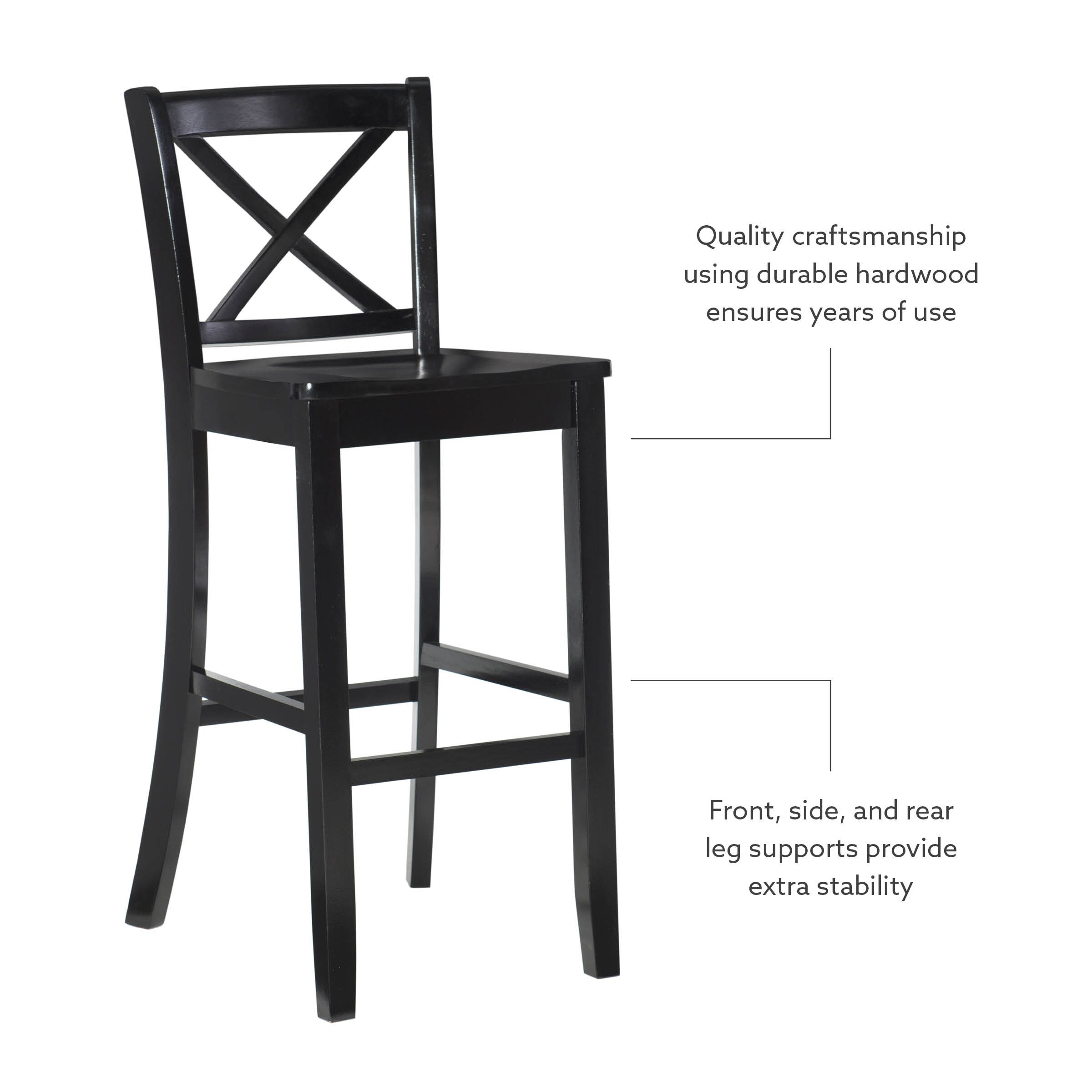 30" Black Mahogany X-Back Barstool