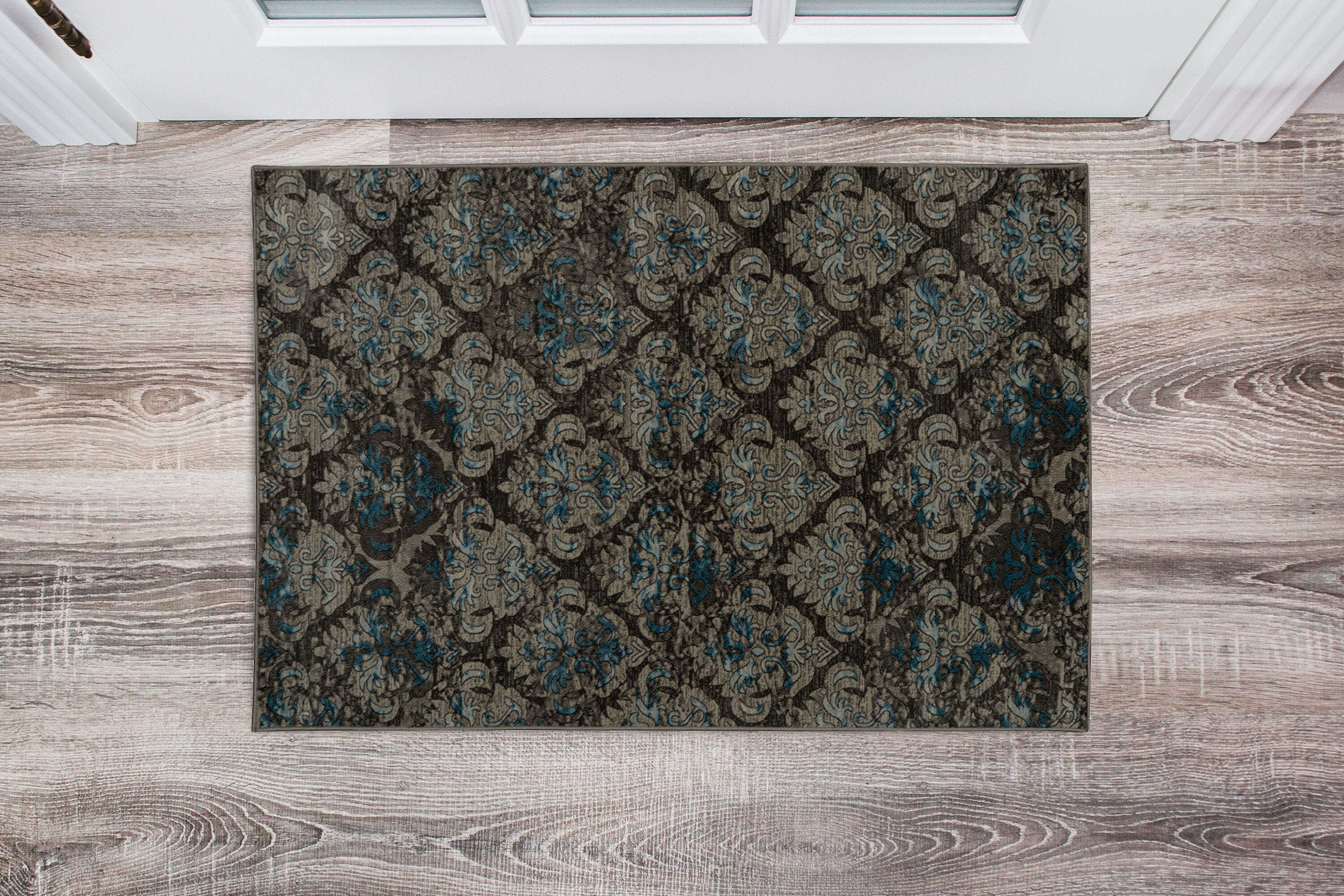 Linon RUGVT0723 Vintage 2 X 3 (ft) Gray Indoor Distressed/Overdyed Bohemian/Eclectic Area Rug