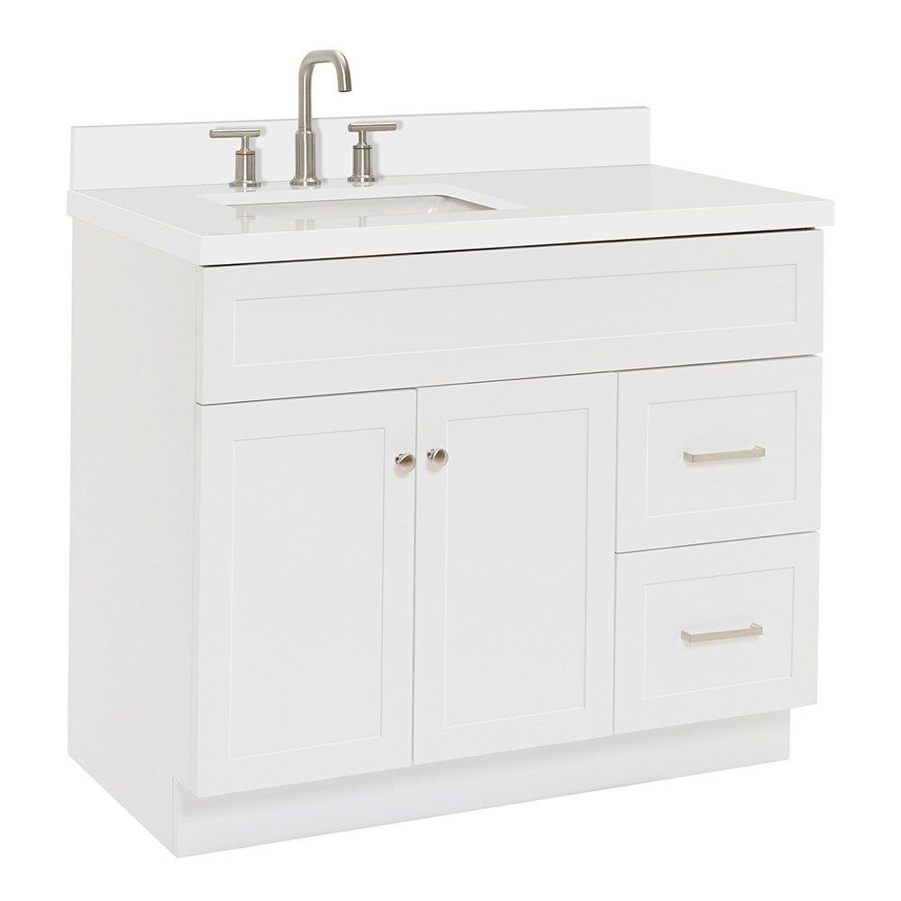 ARIEL Hamlet 43-in White Undermount Single sink Bathroom Vanity with Pure White Quartz Quartz Top