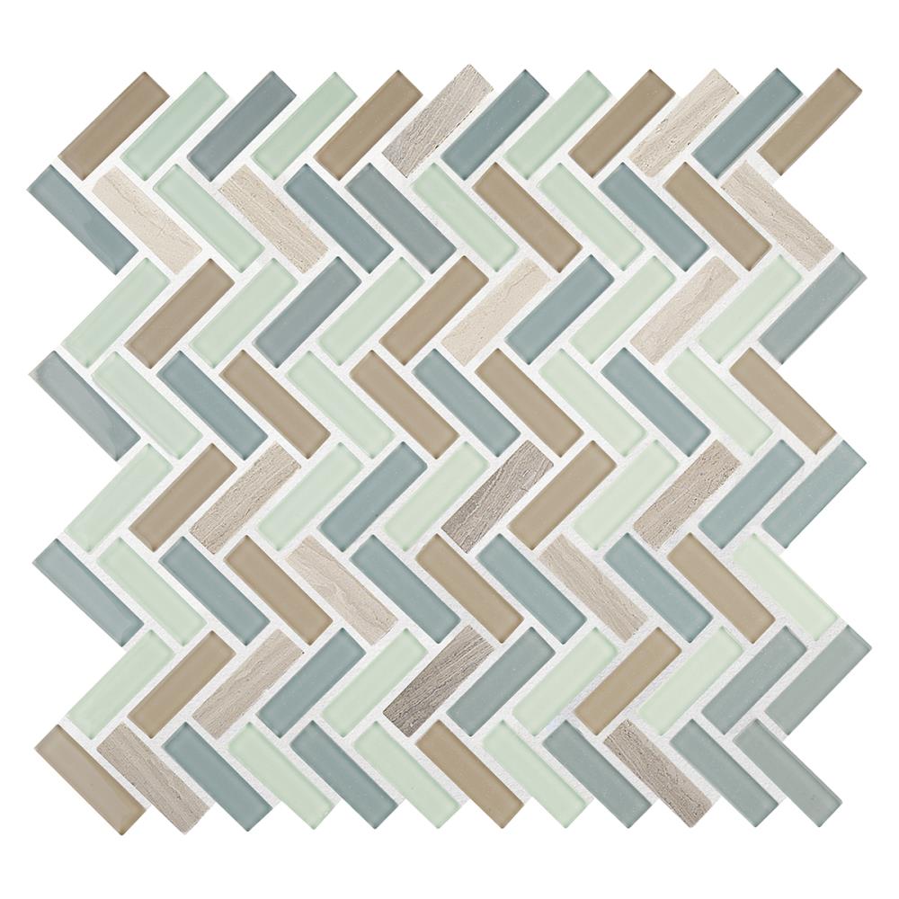 American Olean LWESROYALPALM Royal Palm 12-in x 12-in Multi-finish Glass; Stone Linear Tile (0.96-sq. ft/ Piece)