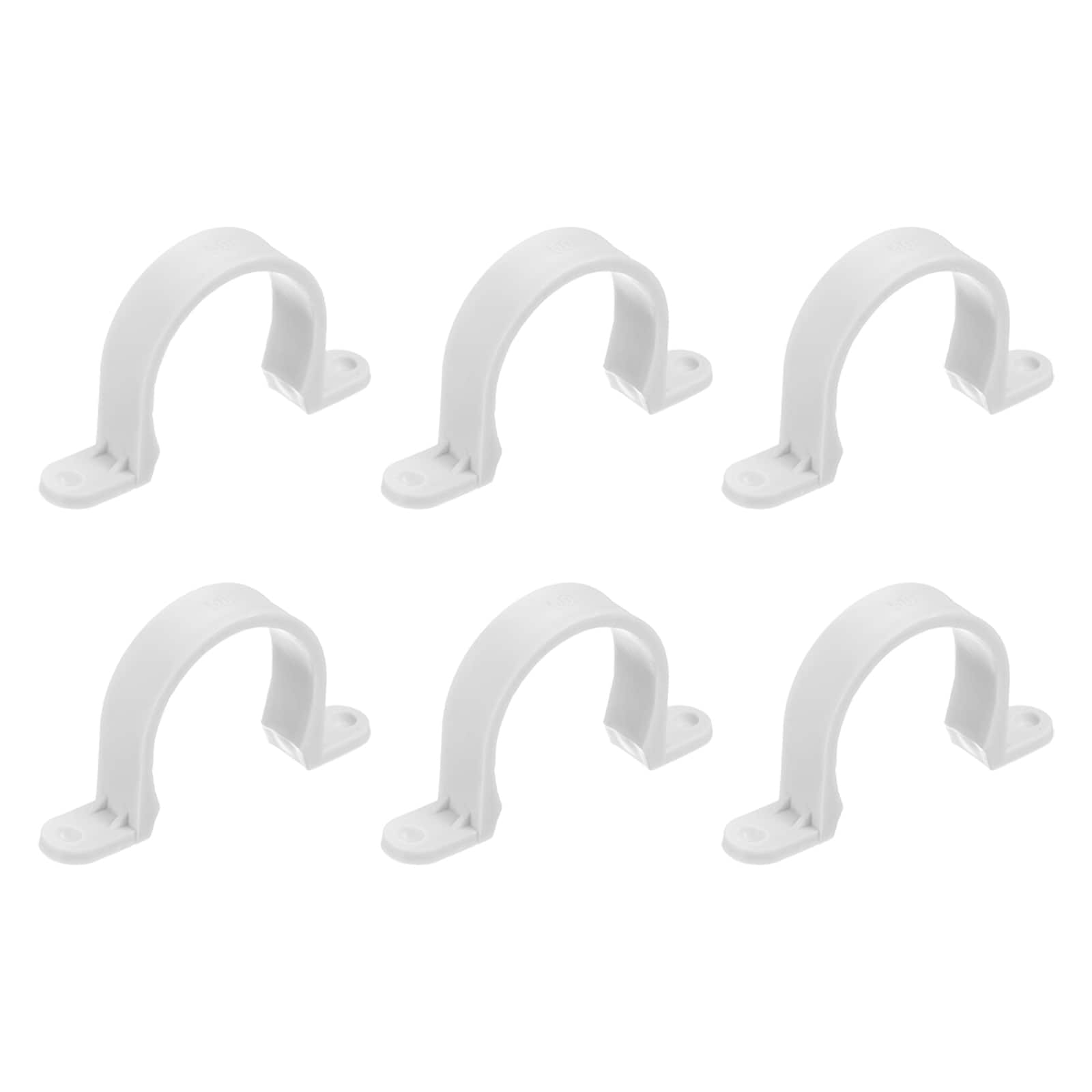 Unique Bargains 6pcs PVC Pipe Straps 50mm(2 Inch) Plastic Conduit Strap 2 Holes PVC Pipe Mounting Bracket for PVC Pipe Conduit and Cables White #S26031900UX4016