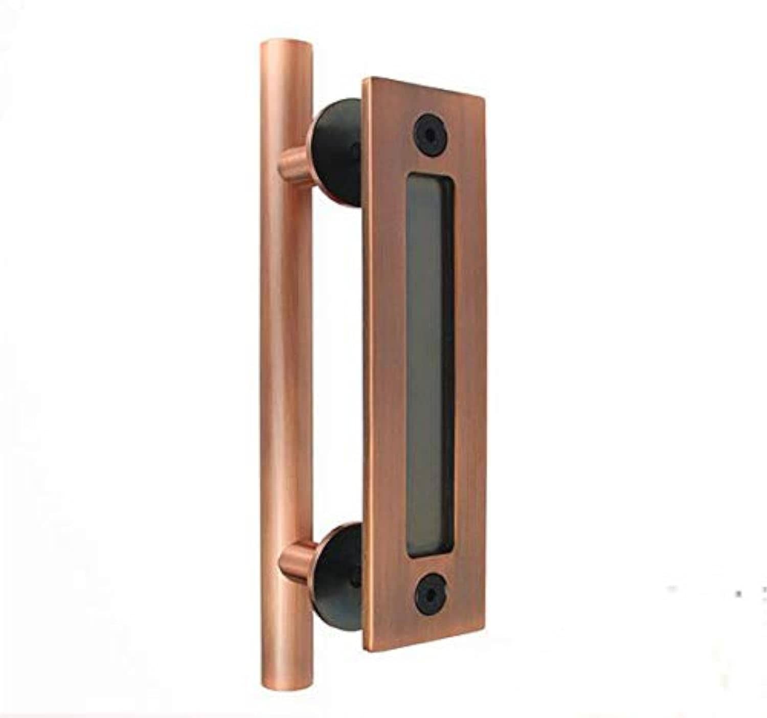 Lukvuzo  12 Inch Sliding Barn Door Handle Heavy Duty Pull and Flush Set Large Rustic Two Side Design Fits Kitchen Gate Sheds Garage Antique