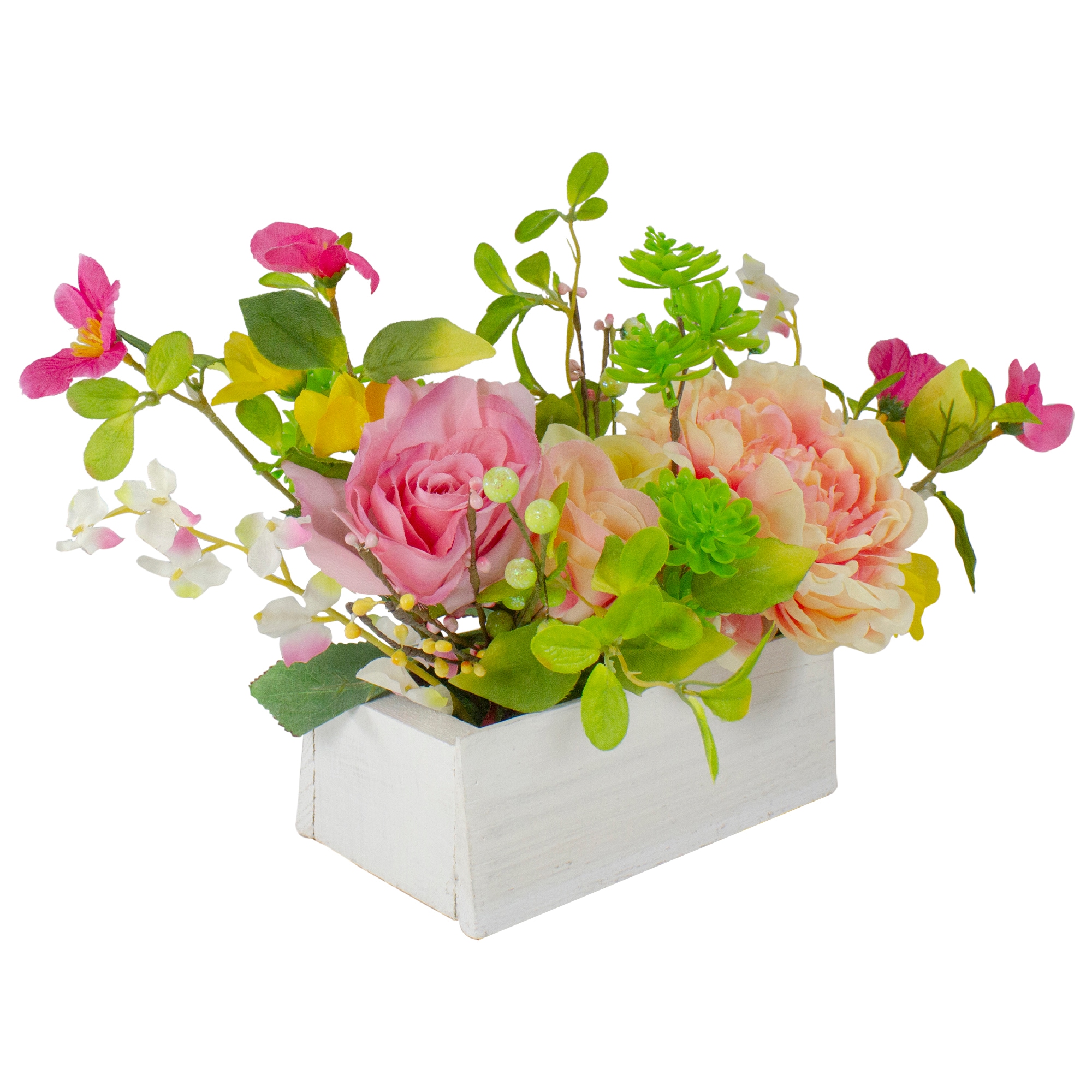 Blush Peony & Yellow Rose 10" Potted Floral Arrangement