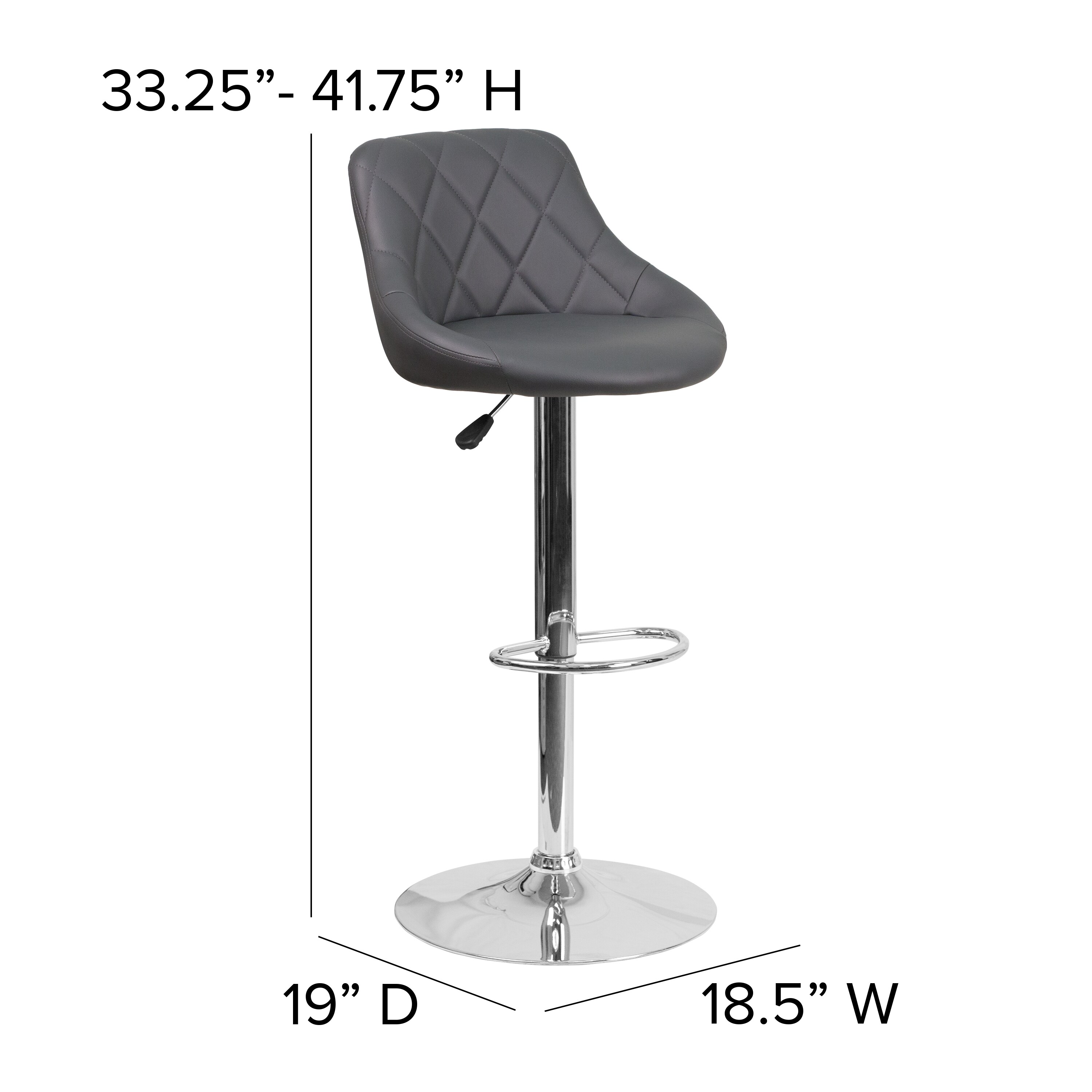 Flash Furniture Gray 32-in H Adjustable height Upholstered Swivel Metal ...