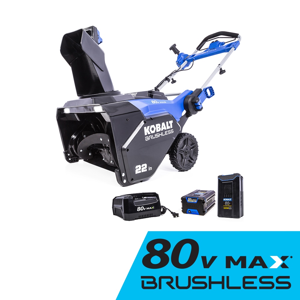 80-volt Max 22-in Single-stage Push Cordless Electric Snow Blower 6 Ah (Battery and Charger Included) Rubber in Blue | - Kobalt KSB 4280-06