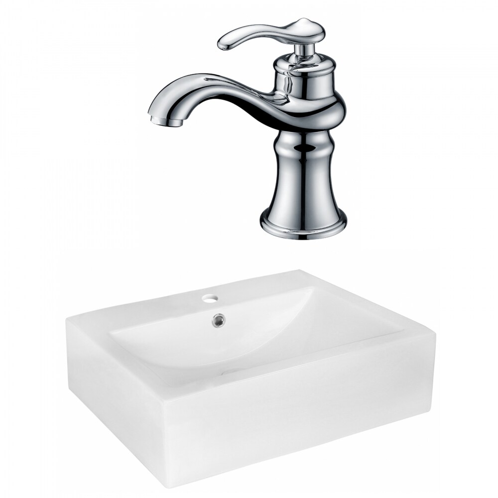 American Imaginations 19.75-in. W Above Counter White Vessel Set for 1 Hole Center Faucet