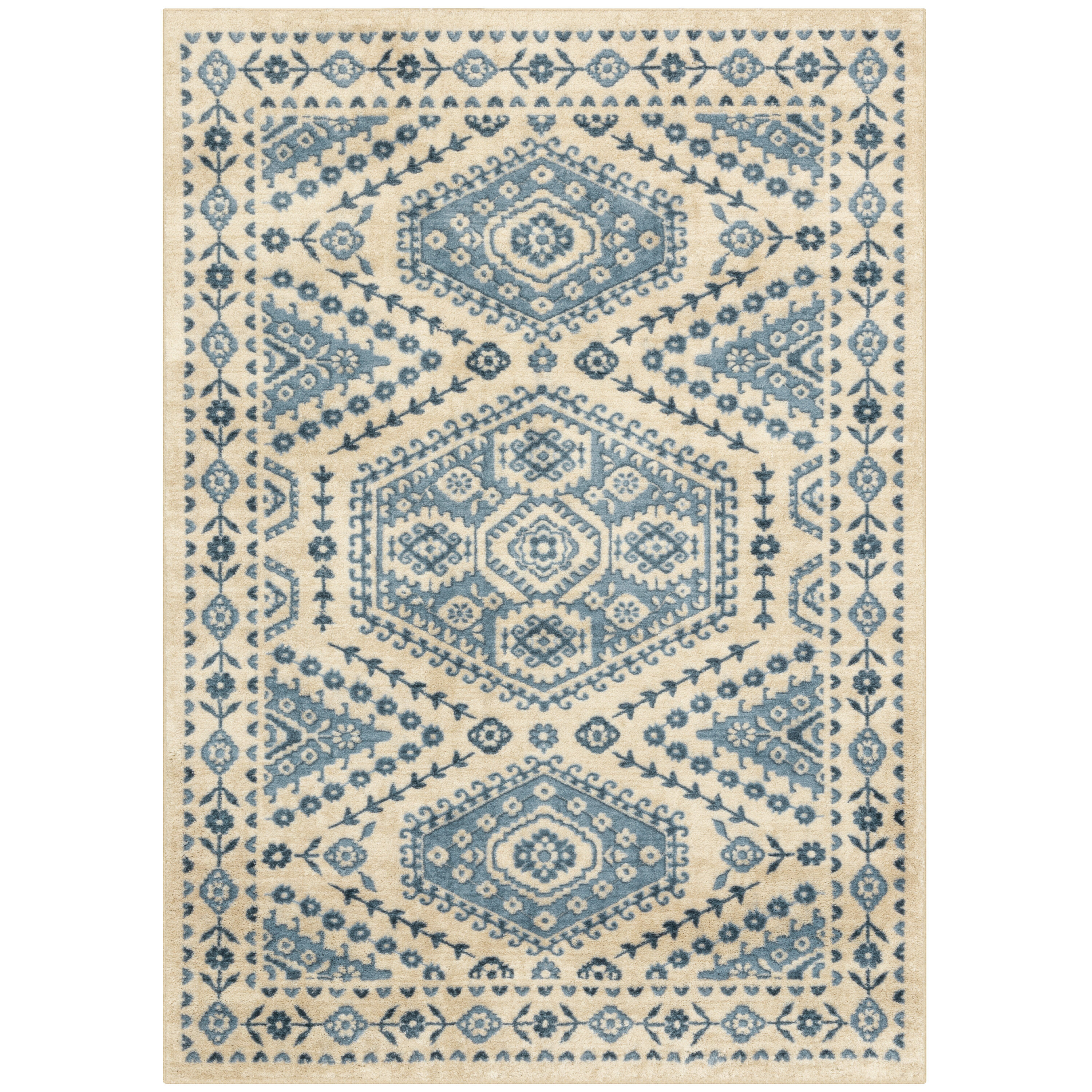 allen + roth Anchor Stripes 8 X 10 (ft) Cream-blue Indoor Stripe Coastal  Area Rug in the Rugs department at