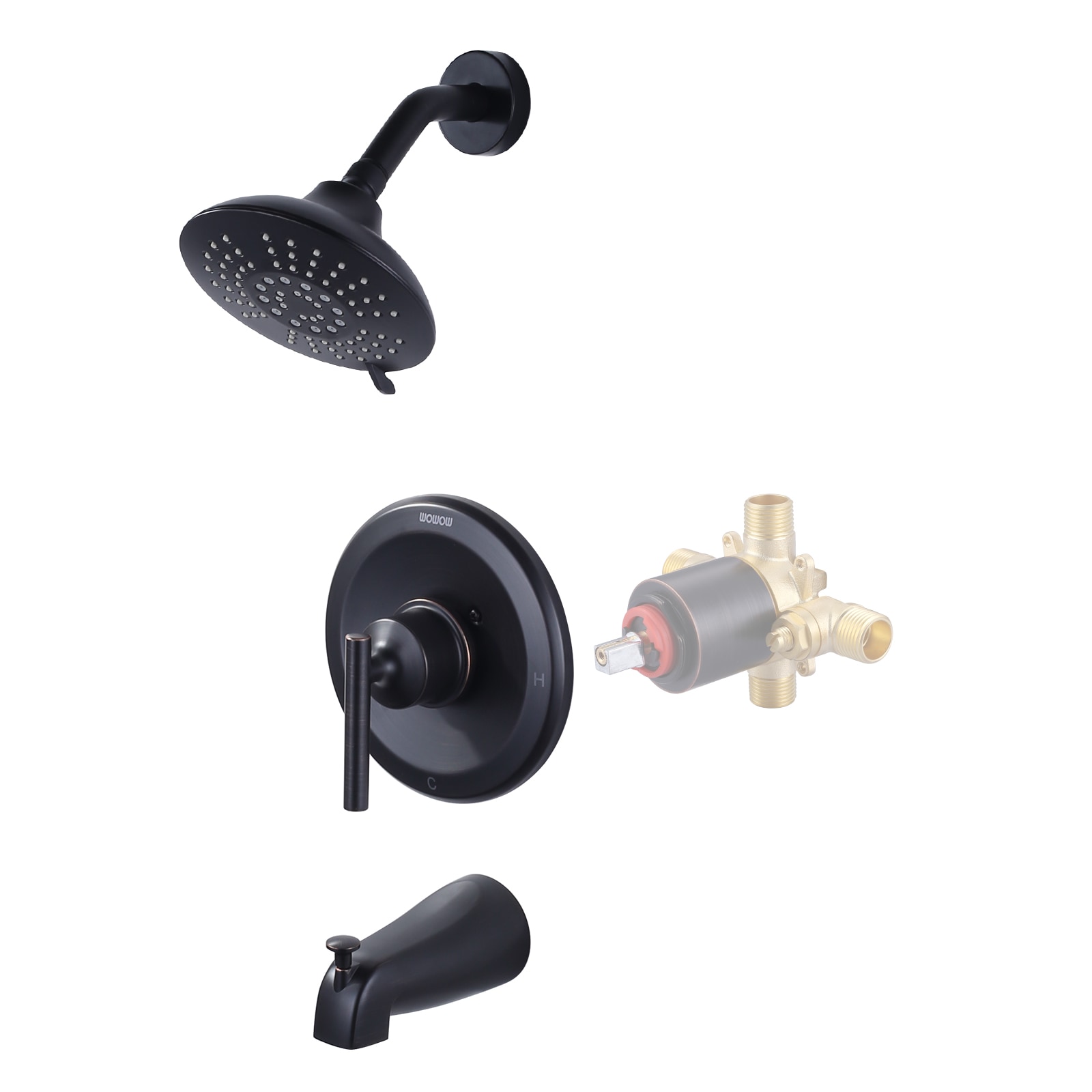 WOWOW 3090600RB Oil Rubbed Bronze 6-in Built-In Shower Faucet System with 5-way Diverter ( Ceramic Disc Valve Included )
